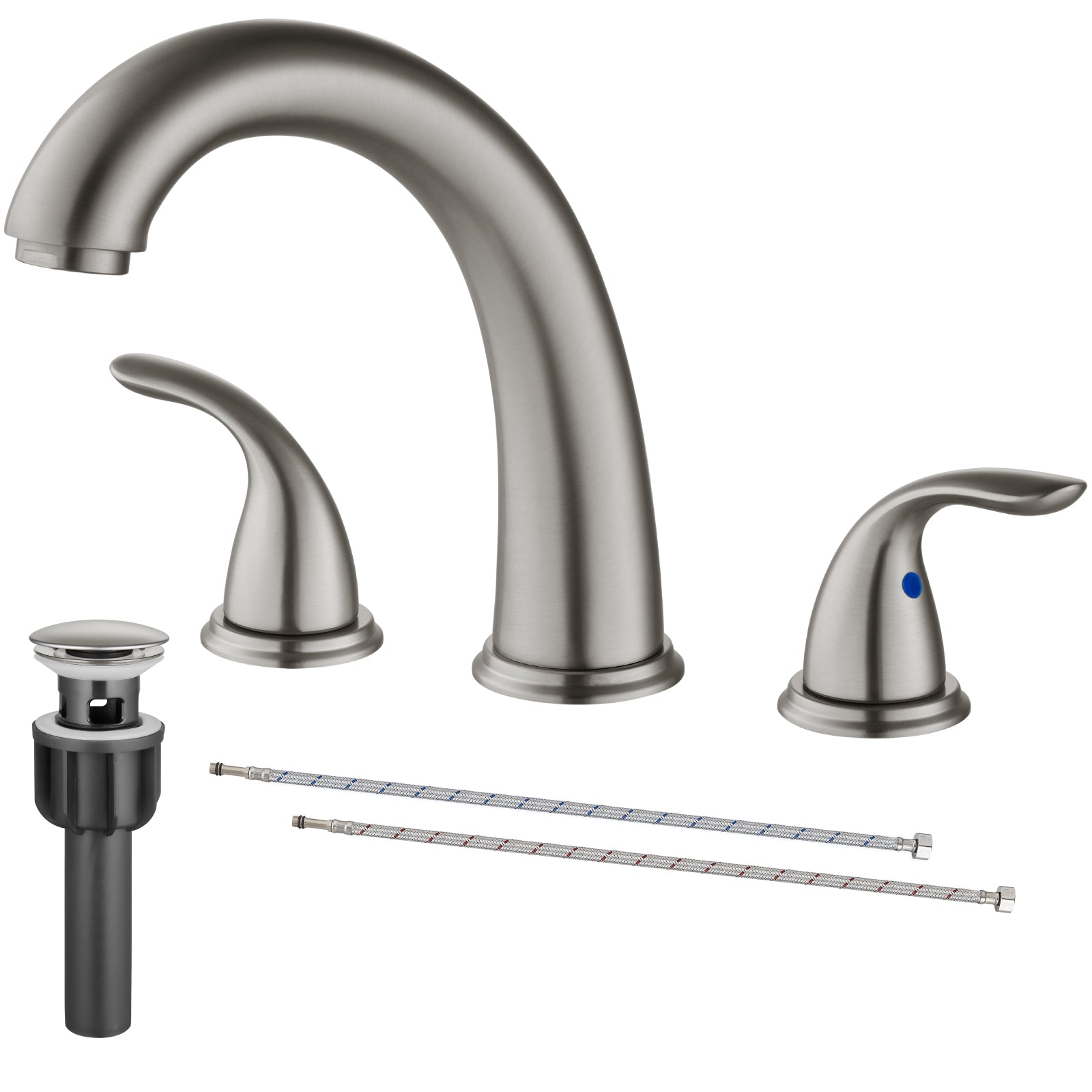 Heyalan Widespread 2 Handles 3 Holes Bathroom Vessel Sink Faucet with Pop Up Drain 8 Inch Centerset Deck Mounted Basin Bowl Mixer Tap