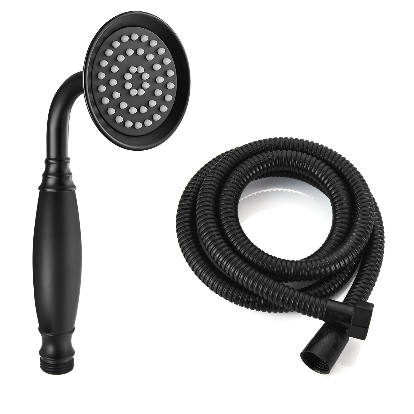 Heyalan Handheld Shower Head Spray Wand Hand Held Telephone Shape Vintage Brass Shower Head Powerful Water Sprayer Bathroom High Flow Shower 1 Function with Water Hose