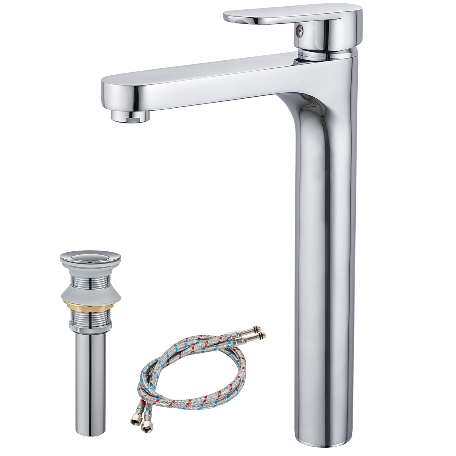Heyalan Bathroom Faucet Single Handle Brass 1 Hole Basin Mixer Tap Deck Mount Lavatory Vanity Deck Plate Pop Up Drain Included