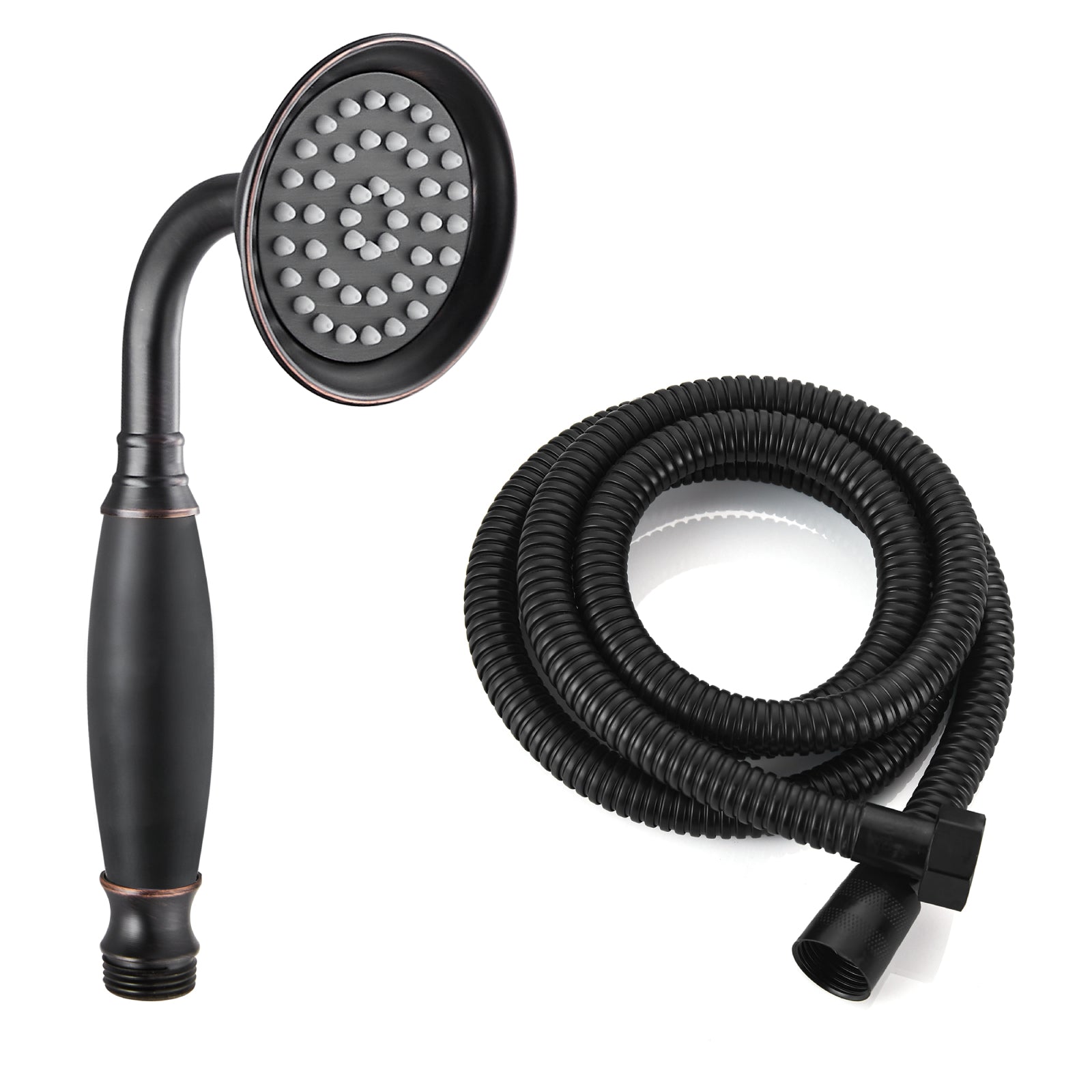 Heyalan Handheld Shower Head Spray Wand Hand Held Telephone Shape Vintage Brass Shower Head Powerful Water Sprayer Bathroom High Flow Shower 1 Function with Water Hose