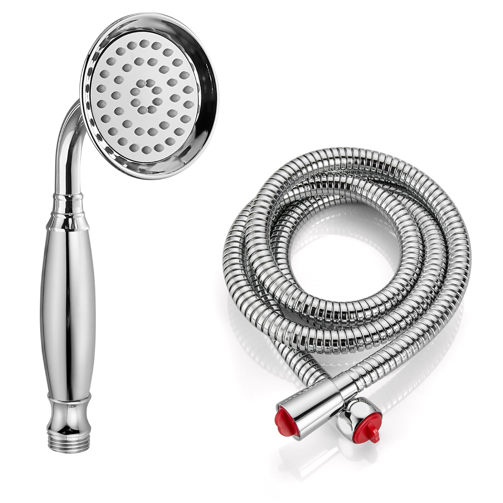Heyalan Handheld Shower Head Spray Wand Hand Held Telephone Shape Vintage Brass Shower Head Powerful Water Sprayer Bathroom High Flow Shower 1 Function with Water Hose