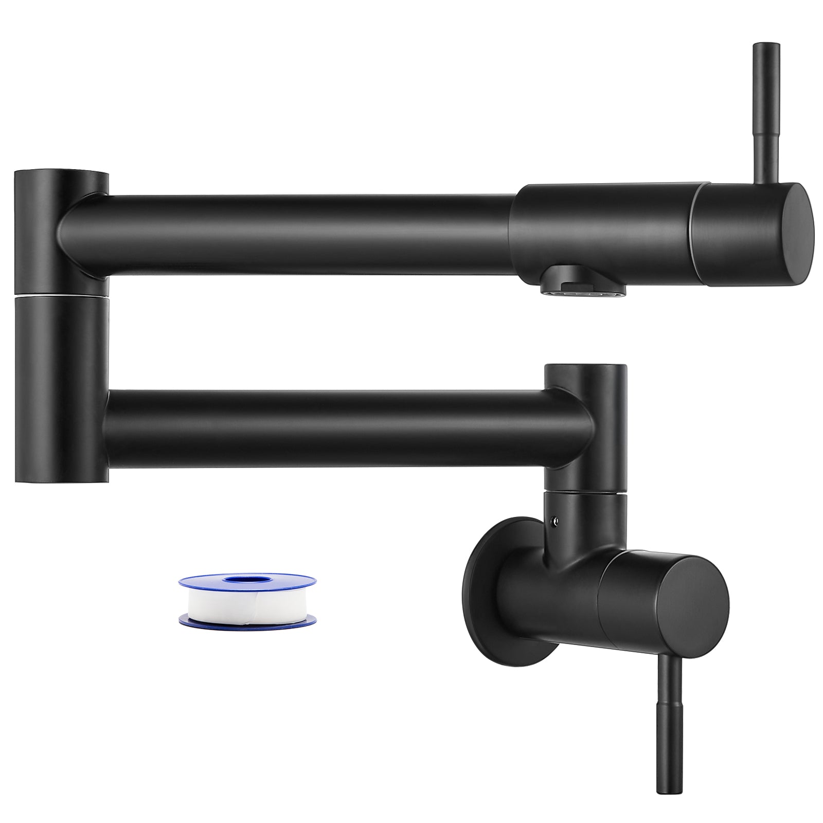 Heyalan Pot Filler 19 Inch Wall Mount Folding Stretchable Kitchen Restaurant Sink Faucet Stainless Steel Potfiller with Double Joint Swing Arm Single Hole Two Handles Commercial NPT