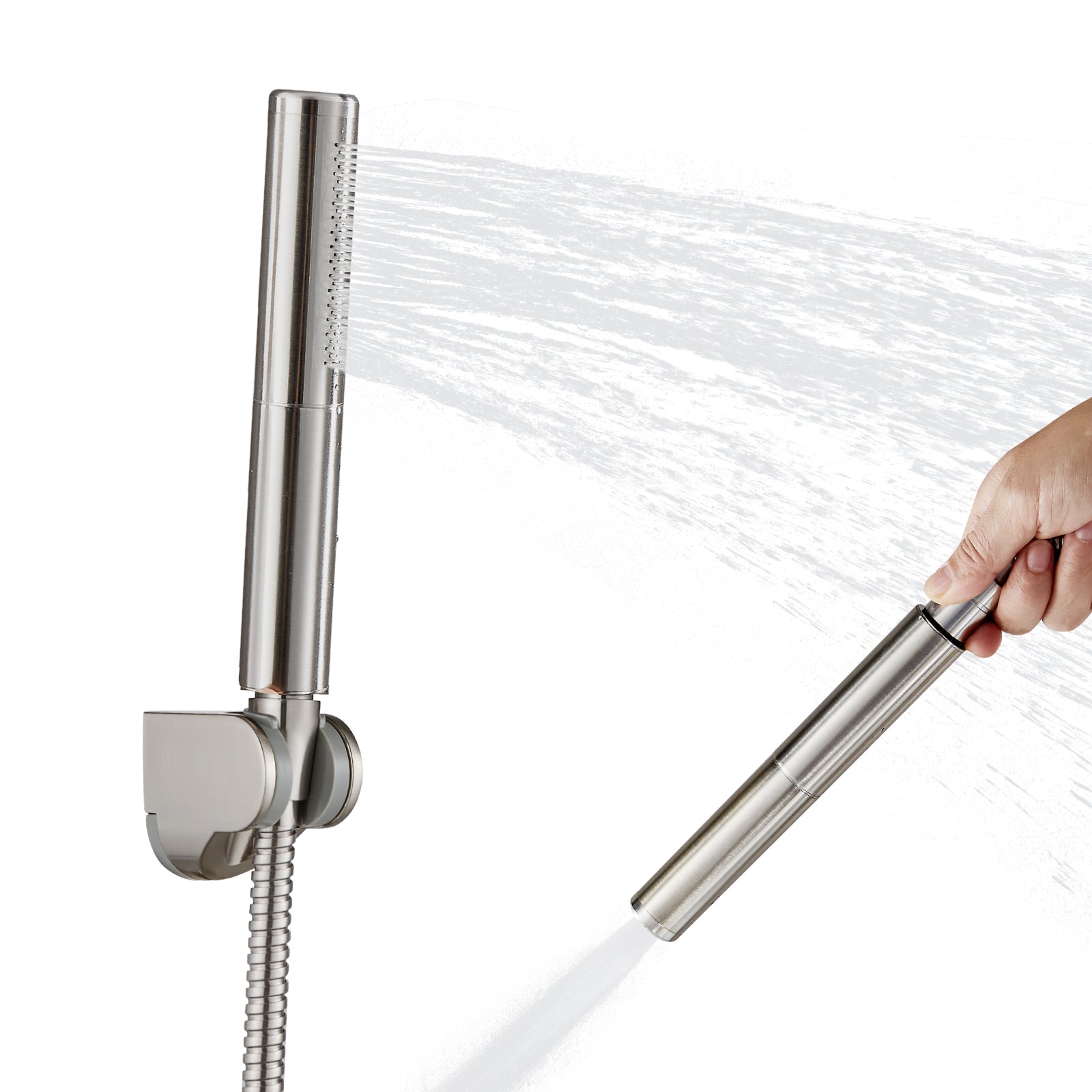 Heyalan Brass 2 in1 Function Handheld Spray Hand Shower High Pressure 7.9 Inch Shower Head High Flow Handheld Sprinklert Shower Wand with Shower Hose and ABS Hand Shower Holder