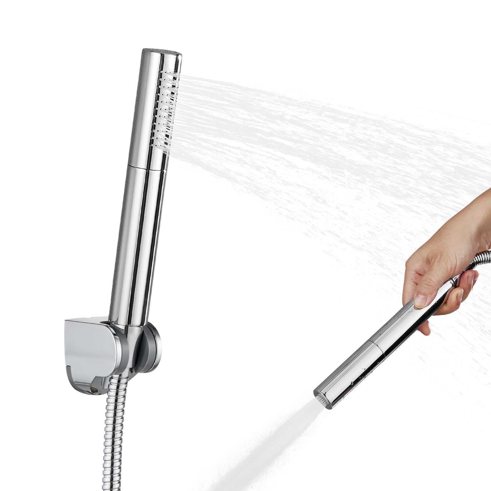 Heyalan Brass 2 in1 Function Handheld Spray Hand Shower High Pressure 7.9 Inch Shower Head High Flow Handheld Sprinklert Shower Wand with Shower Hose and ABS Hand Shower Holder