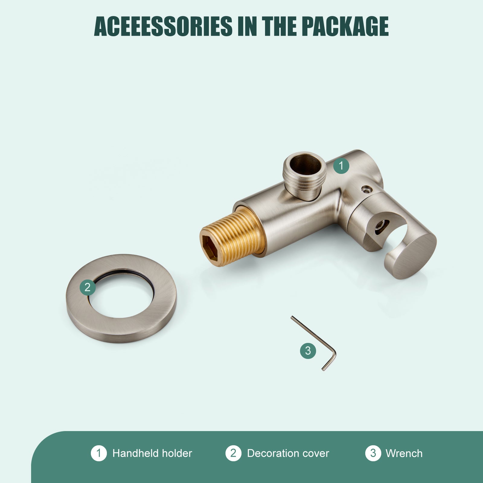 Shower Wand Holder with Round Cover Connecting Hose Shower Hand Bracket Wall Mount Shower Handheld Holder Heyalan Extension Arm Brass Contemporary Handheld Shower Holder