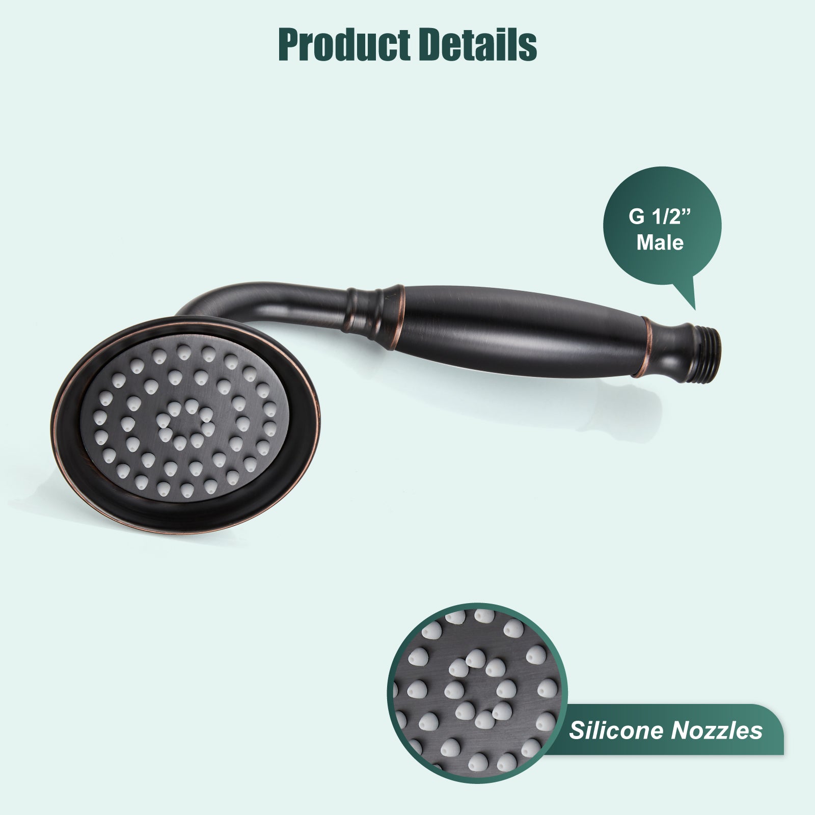 Heyalan Handheld Shower Head Spray Wand Hand Held High Pressure Telephone Shape Vintage Brass Shower Head Powerful Water Sprayer Bathroom High Flow Shower 1 Function