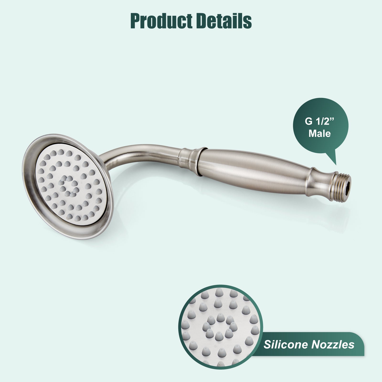 Heyalan Handheld Shower Head Spray Wand Hand Held High Pressure Telephone Shape Vintage Brass Shower Head Powerful Water Sprayer Bathroom High Flow Shower 1 Function