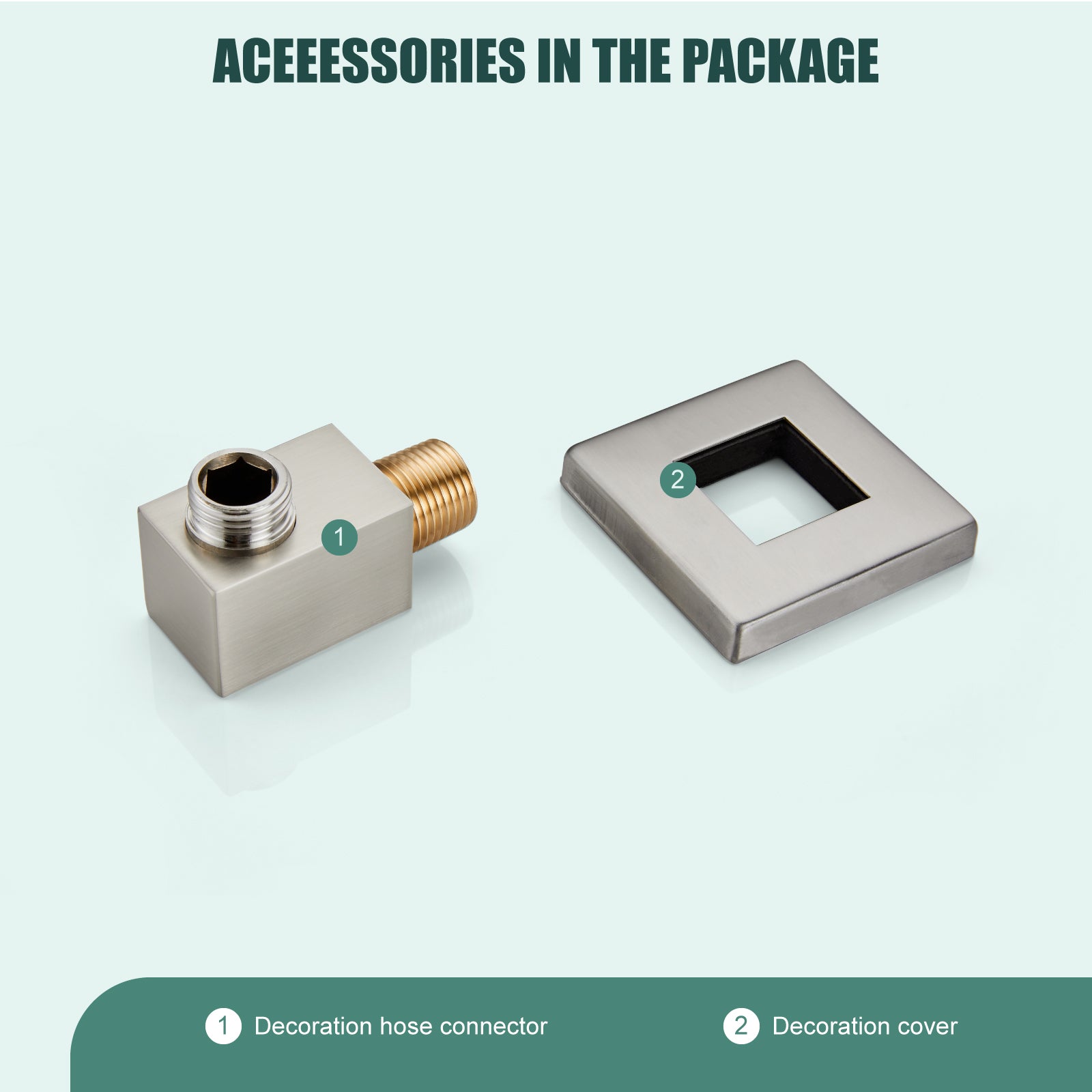 Shower 90° Wall Supply Elbow Square Shower Hose Connector for Shower Handheld without Shower hand and Hose Wall Mount Supply Shower Cradle Fixed Brass Heyalan Shower Elbow