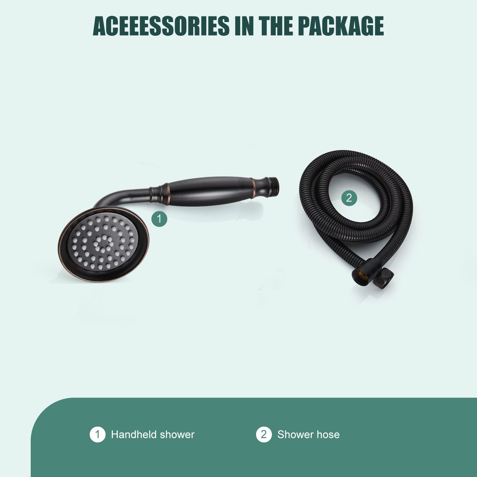 Heyalan Handheld Shower Head Spray Wand Hand Held Telephone Shape Vintage Brass Shower Head Powerful Water Sprayer Bathroom High Flow Shower 1 Function with Water Hose