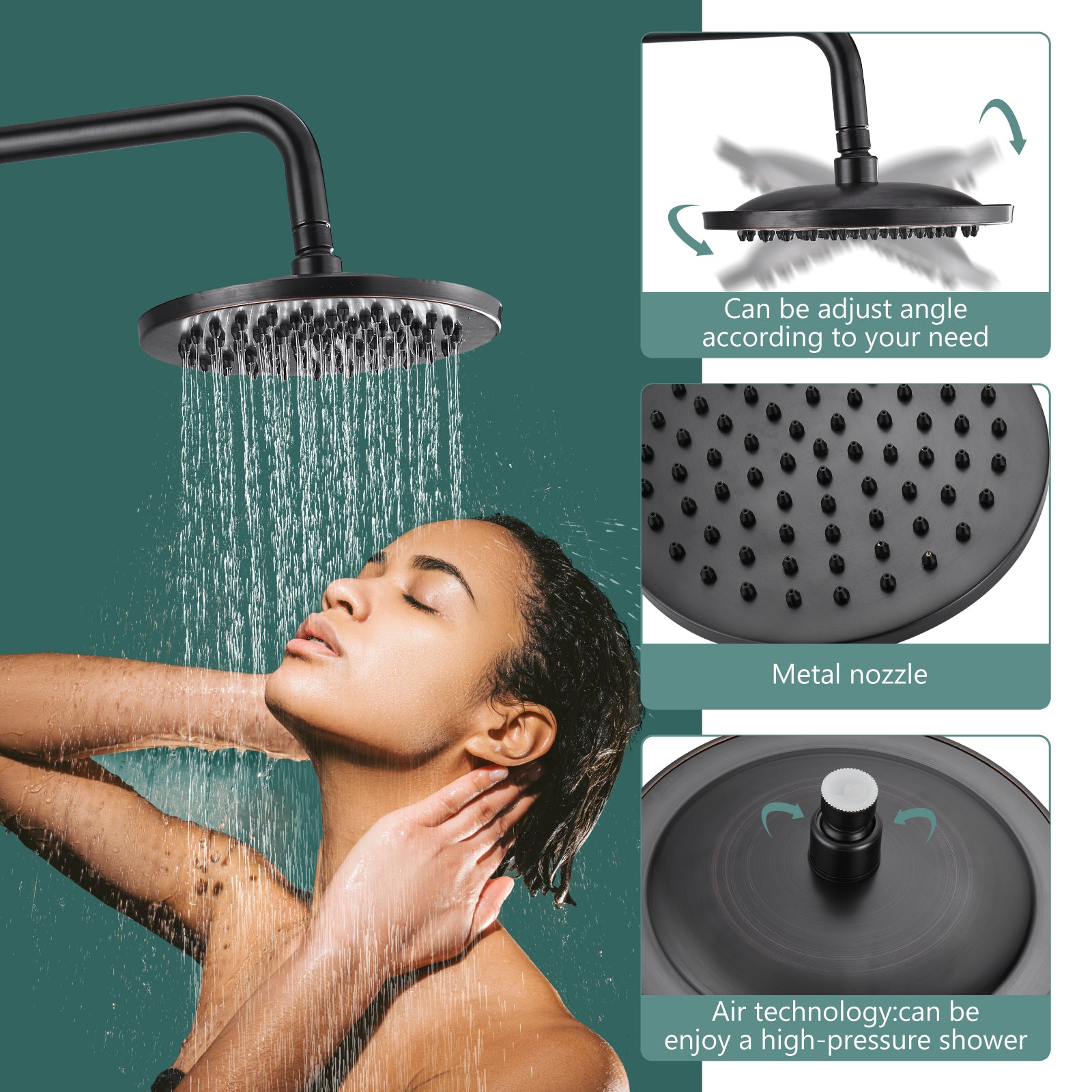Exposed Pipe Shower System 8 Inch Rainfall Shower Head Brass Fixture Combo Set Single Handle with Handheld Sprayer Bathroom Shower Faucet Adjustable Showerhead Bar Dual Functions