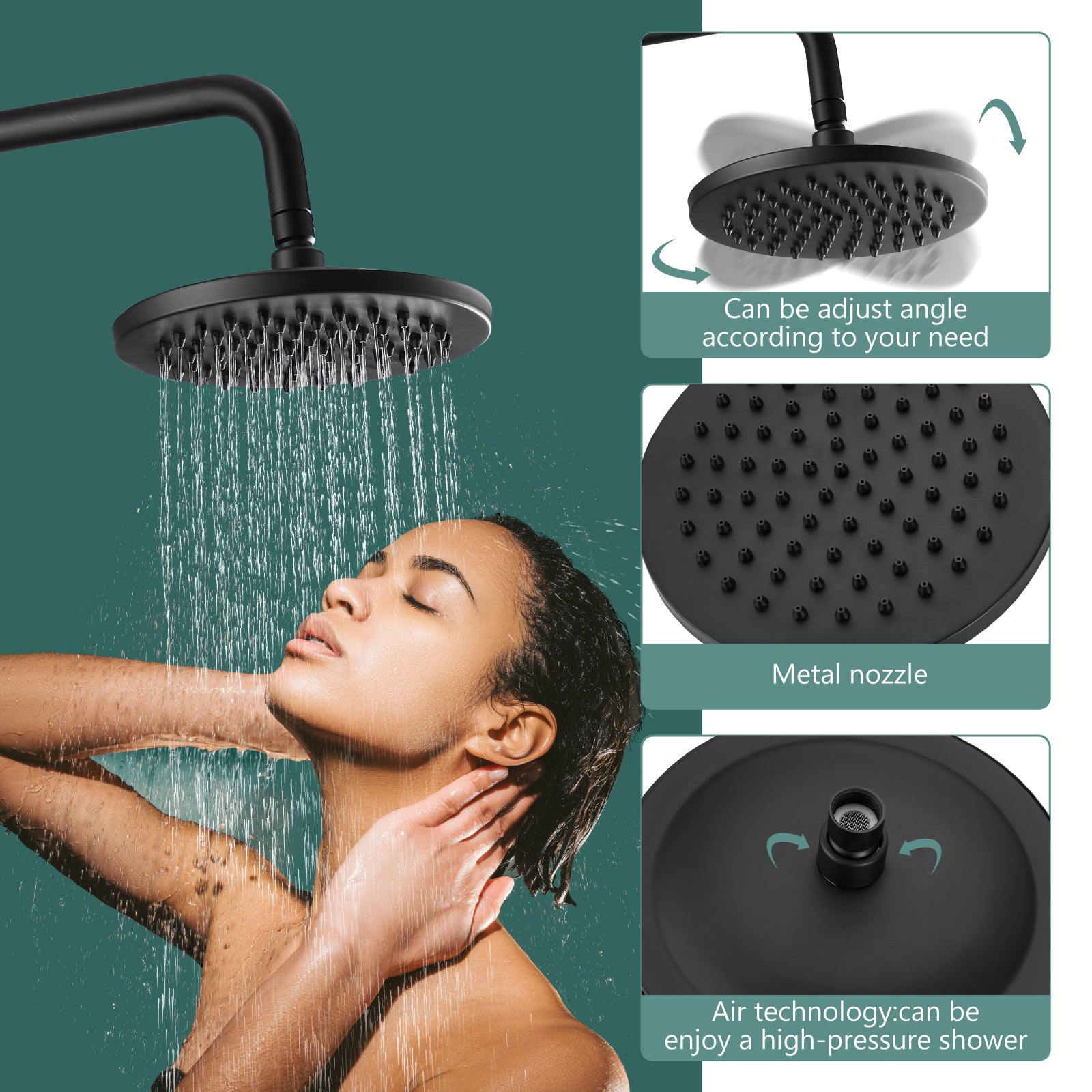 Exposed Pipe Shower System 8 Inch Rainfall Shower Head Brass Fixture Combo Set Single Handle with Handheld Sprayer Bathroom Shower Faucet Adjustable Showerhead Bar Dual Functions