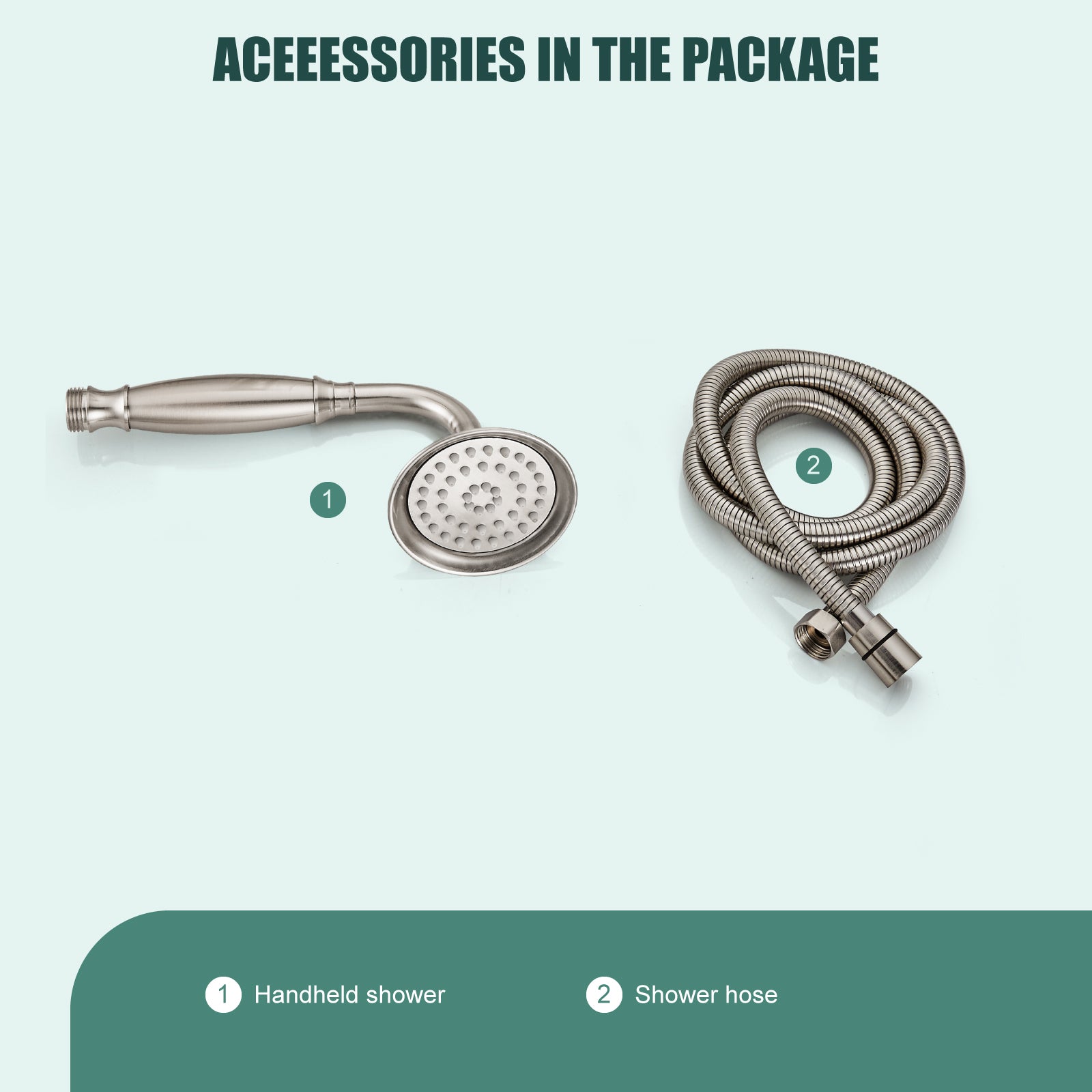 Heyalan Handheld Shower Head Spray Wand Hand Held Telephone Shape Vintage Brass Shower Head Powerful Water Sprayer Bathroom High Flow Shower 1 Function with Water Hose
