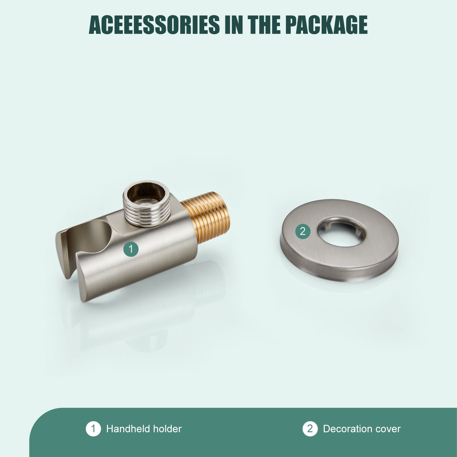 Shower Arm Bracket Handheld Shower Wand Holder Connecting Shower Hose and Water Pipe Brass Heyalan Shower Hand Holder Wall Mount Smooth Line Bracket with a Round Cover