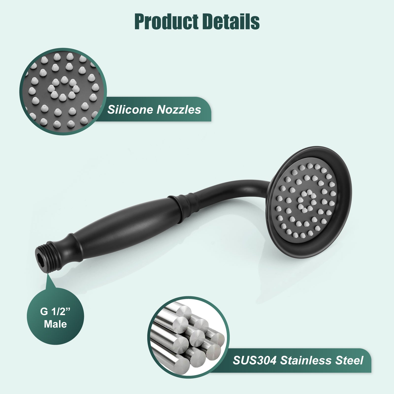 Heyalan Handheld Shower Head Spray with Bracket Wand Hand Held Telephone Shape Vintage Brass Shower Head Water Sprayer with Holder Bathroom Shower Single Setting Shower Hose Include