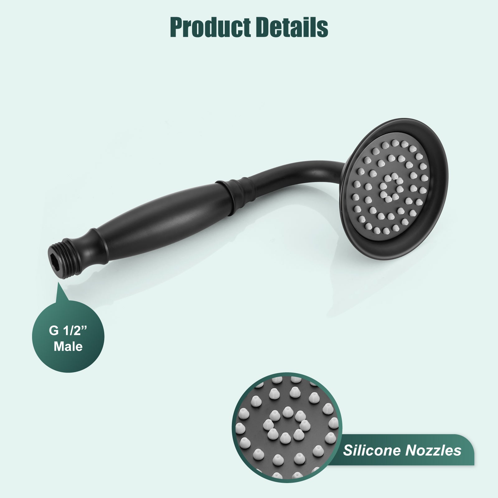 Heyalan Handheld Shower Head Spray Wand Hand Held Telephone Shape Vintage Brass Shower Head Powerful Water Sprayer Bathroom High Flow Shower 1 Function with Water Hose