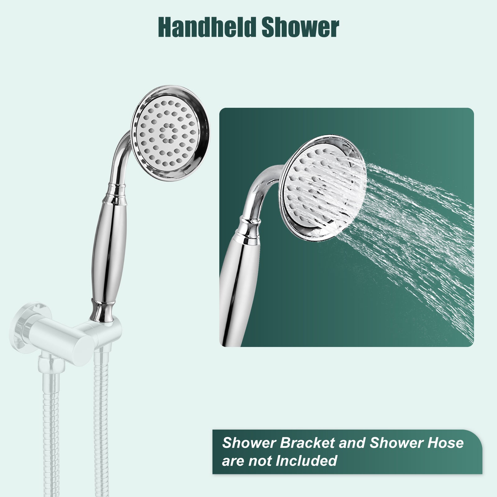 Heyalan Handheld Shower Head Spray Wand Hand Held High Pressure Telephone Shape Vintage Brass Shower Head Powerful Water Sprayer Bathroom High Flow Shower 1 Function