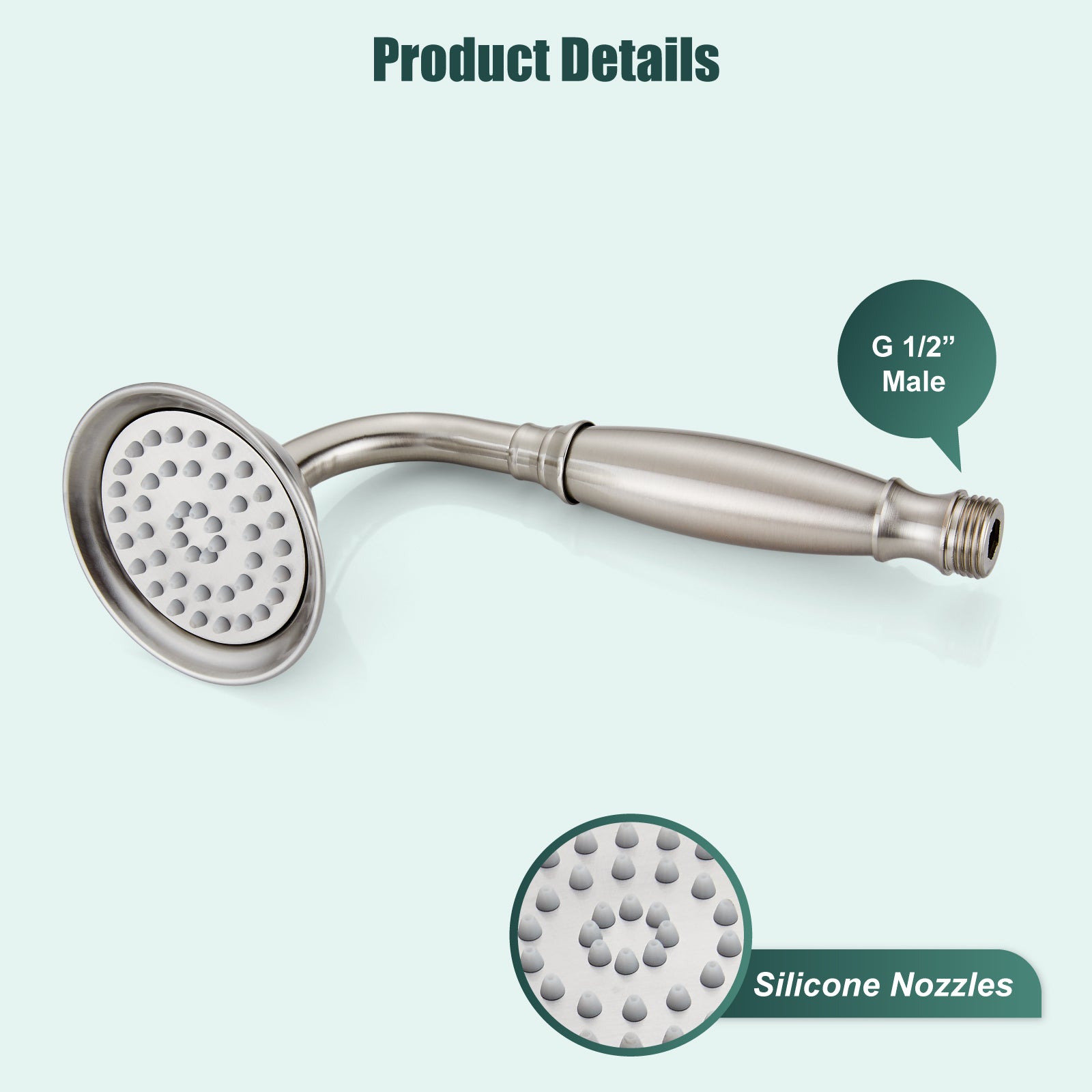 Heyalan Handheld Shower Head Spray Wand Hand Held Telephone Shape Vintage Brass Shower Head Powerful Water Sprayer Bathroom High Flow Shower 1 Function with Water Hose