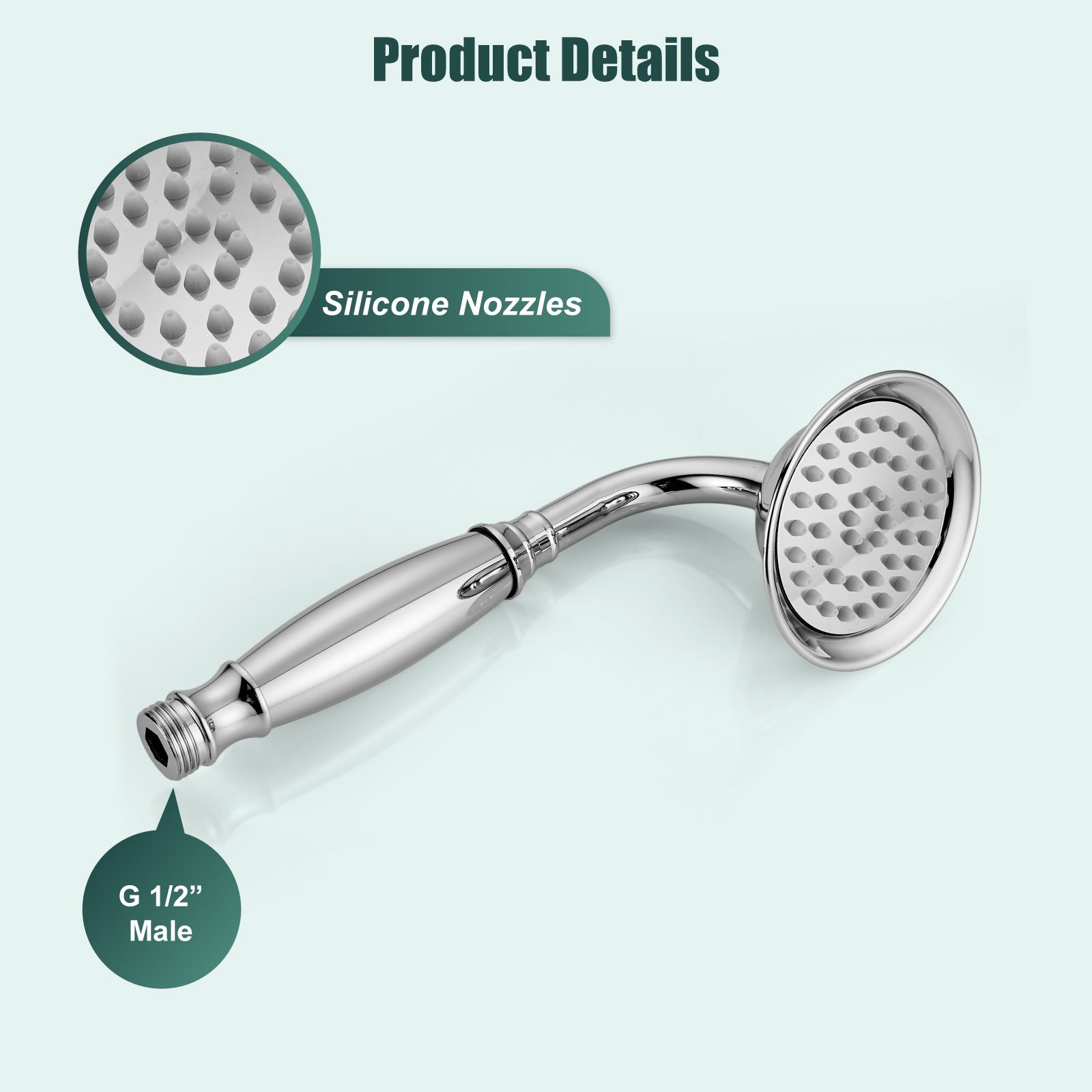 Heyalan Handheld Shower Head Spray Wand Hand Held Telephone Shape Vintage Brass Shower Head Powerful Water Sprayer Bathroom High Flow Shower 1 Function with Water Hose