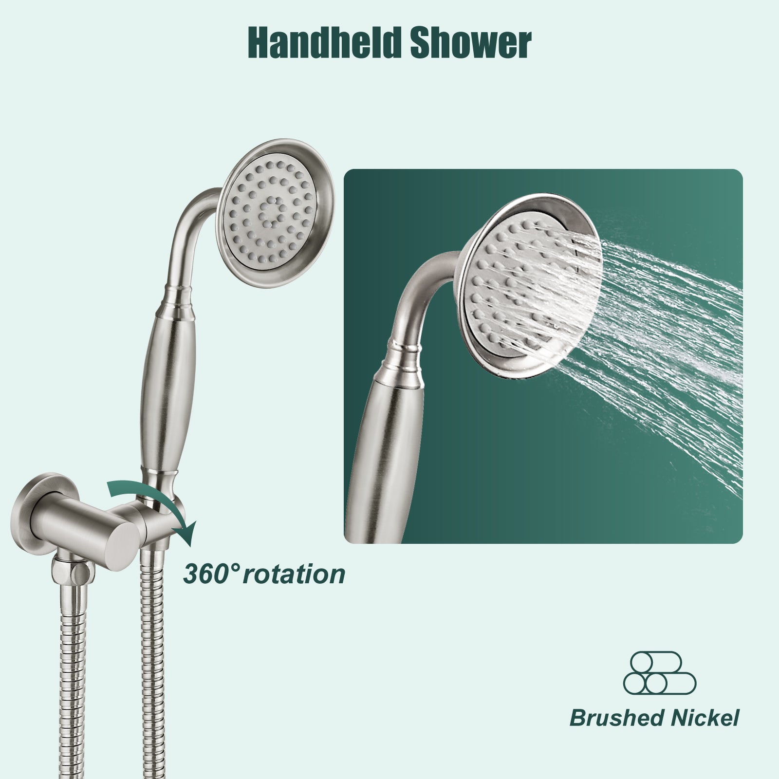 Heyalan Handheld Shower Head Spray with Bracket Wand Hand Held Telephone Shape Vintage Brass Shower Head Water Sprayer with Holder Bathroom Shower Single Setting Shower Hose Include