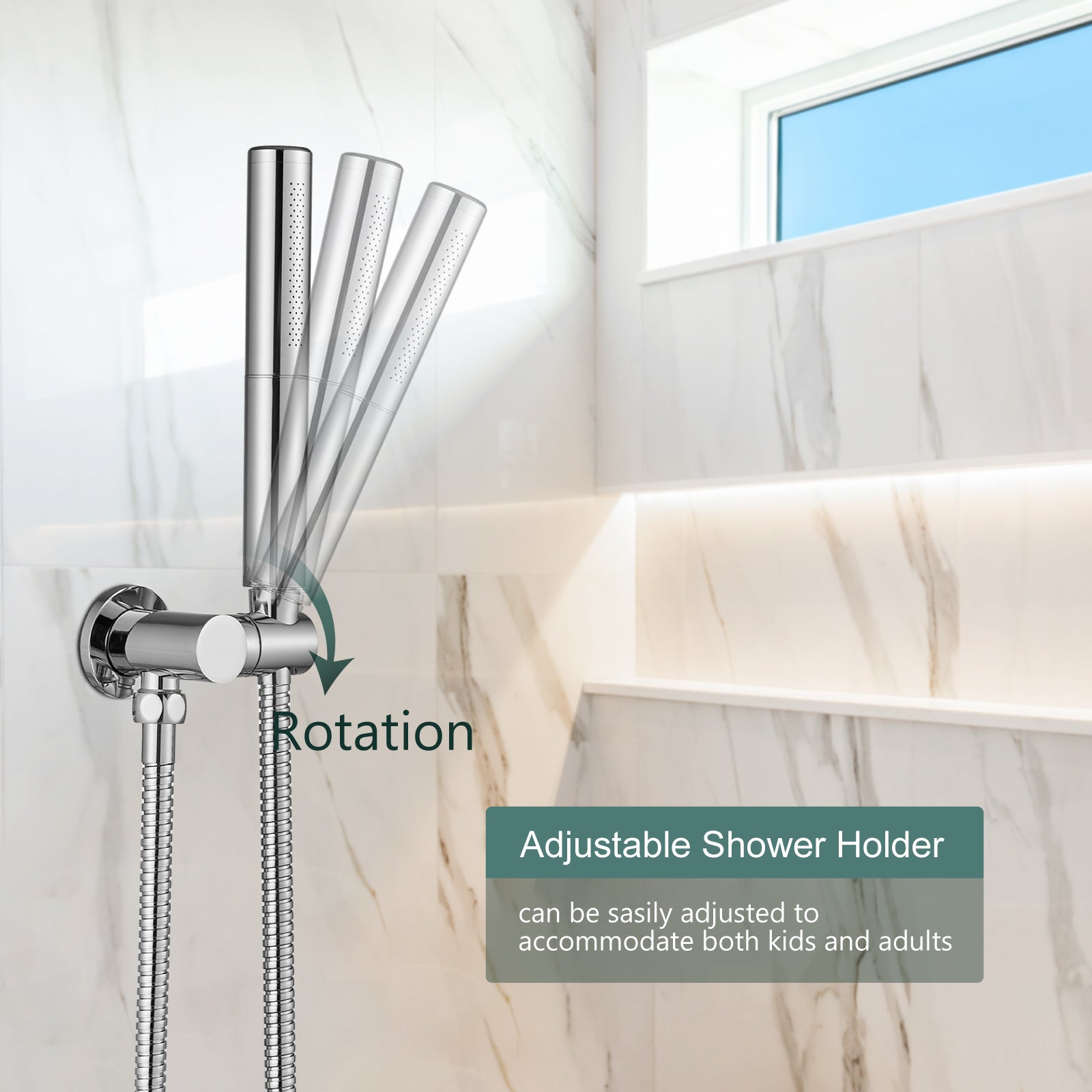 Heyalan Brass 2 in1 Function Handheld Spray Hand Shower High Pressure 7.9 Inch Shower Head High Flow Handheld Sprinklert Shower Wand with Shower Hose and Hand Shower Holder
