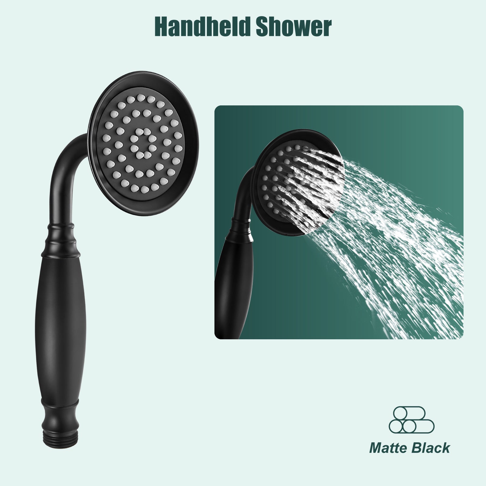 Heyalan Handheld Shower Head Spray Wand Hand Held Telephone Shape Vintage Brass Shower Head Powerful Water Sprayer Bathroom High Flow Shower 1 Function with Water Hose