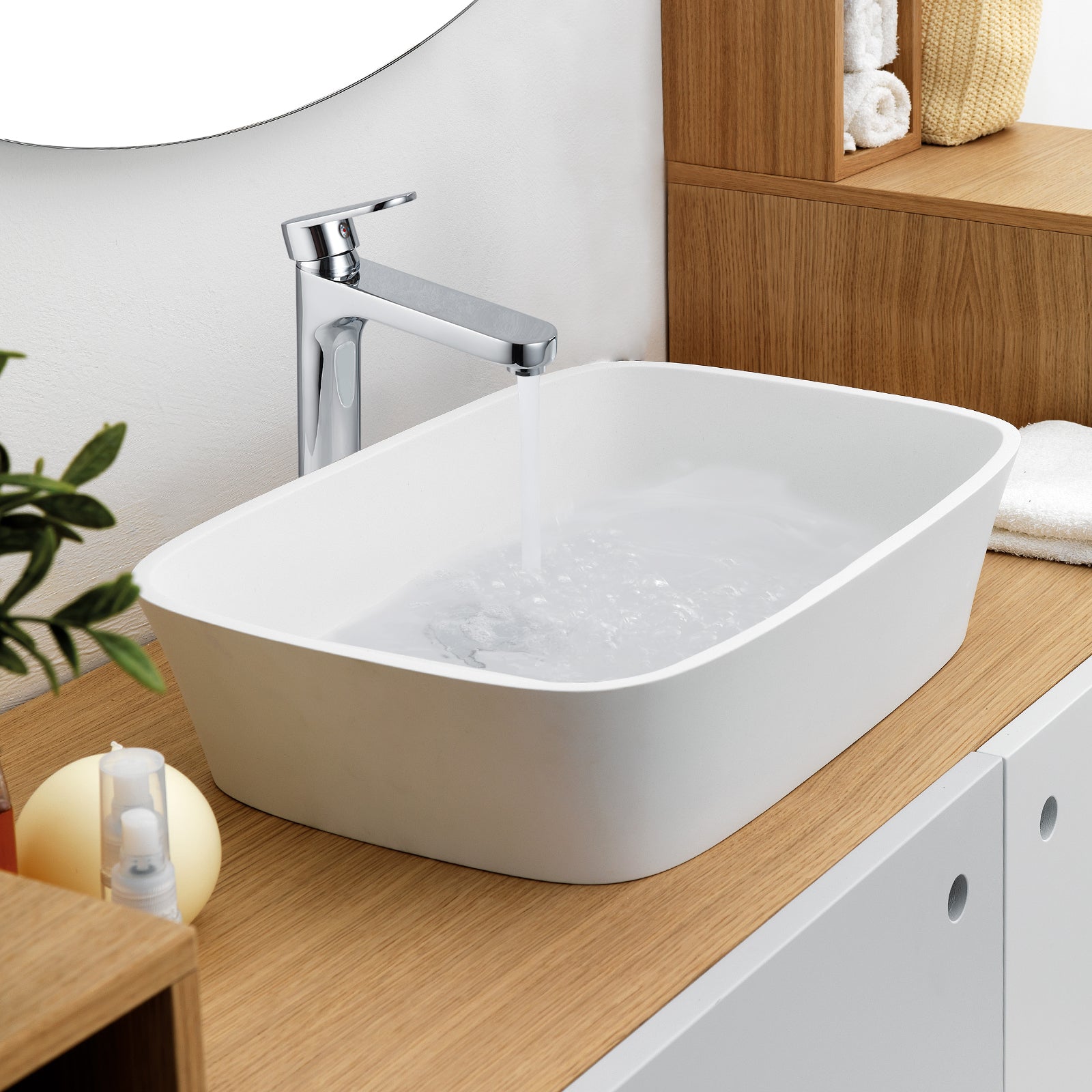 Heyalan Bathroom Faucet Single Handle Brass 1 Hole Basin Mixer Tap Deck Mount Lavatory Vanity Deck Plate Pop Up Drain Included