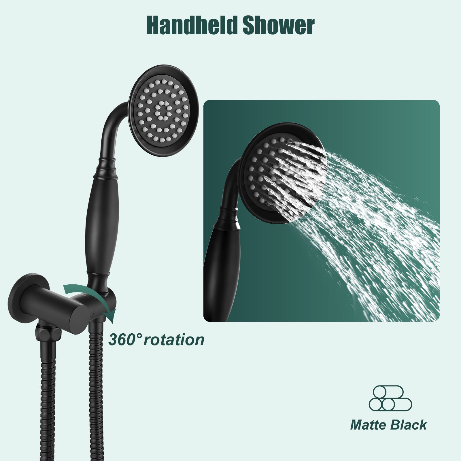 Heyalan Handheld Shower Head Spray with Bracket Wand Hand Held Telephone Shape Vintage Brass Shower Head Water Sprayer with Holder Bathroom Shower Single Setting Shower Hose Include