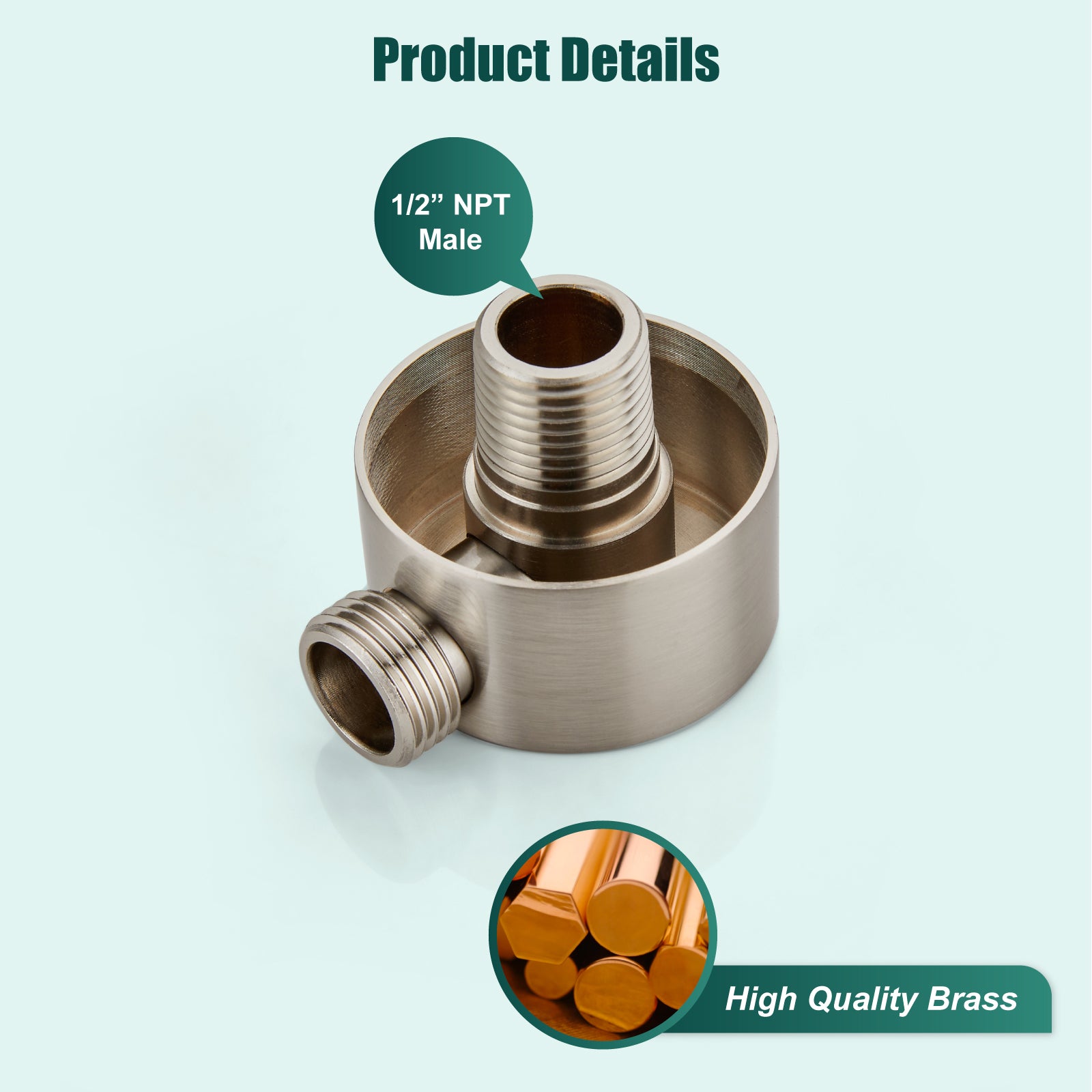 Wall Mount Shower Hose Connector for Shower Handheld Brass Round Handheld Wall Supply Shower Elbow Without Shower Hand and Hose Heyalan