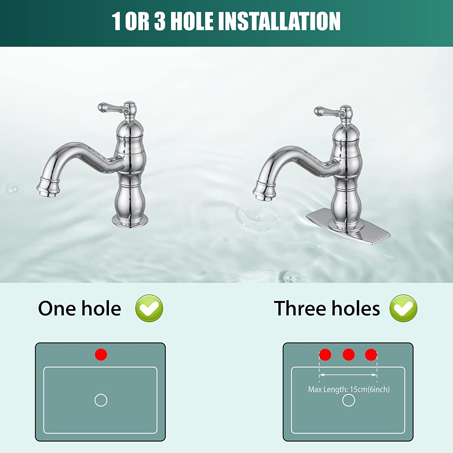 Bathroom Sink Overflow Faucet Single Hole One Handle with Pop Up Drain Assembly Deck Mount Vanity Mixer Tap Lavatory Included