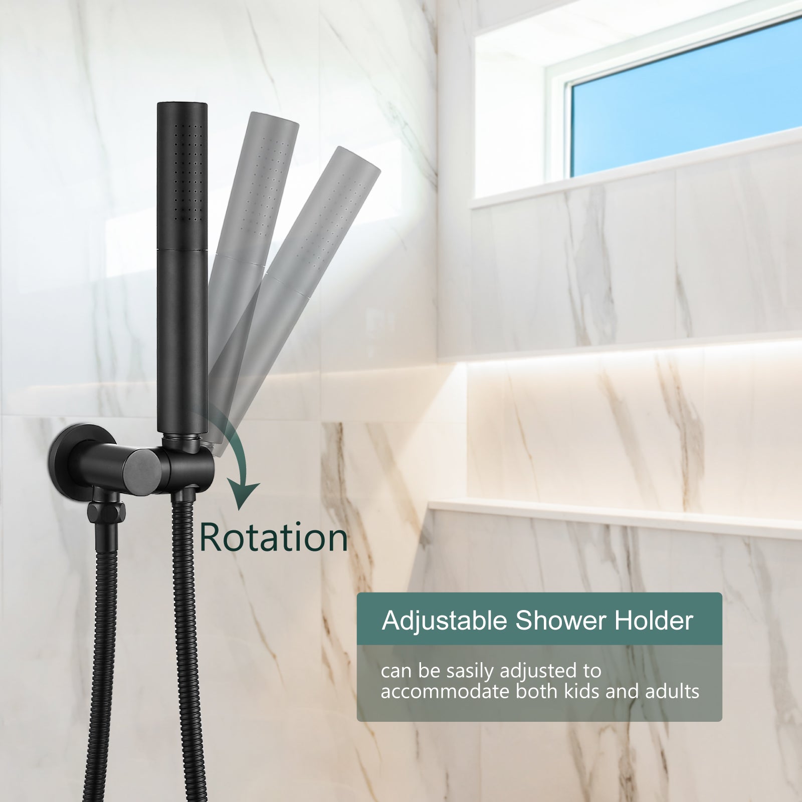 Heyalan Brass 2 in1 Function Handheld Spray Hand Shower High Pressure 7.9 Inch Shower Head High Flow Handheld Sprinklert Shower Wand with Shower Hose and Hand Shower Holder