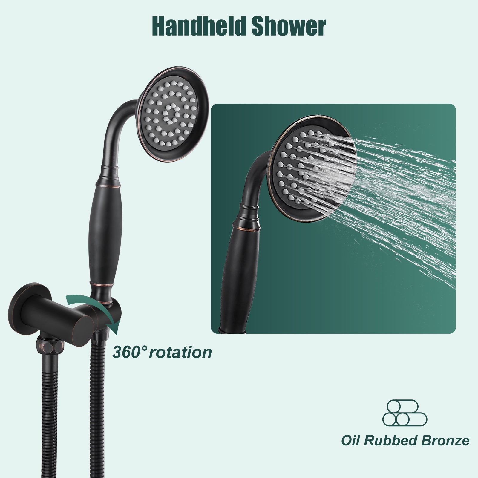 Heyalan Handheld Shower Head Spray with Bracket Wand Hand Held Telephone Shape Vintage Brass Shower Head Water Sprayer with Holder Bathroom Shower Single Setting Shower Hose Include