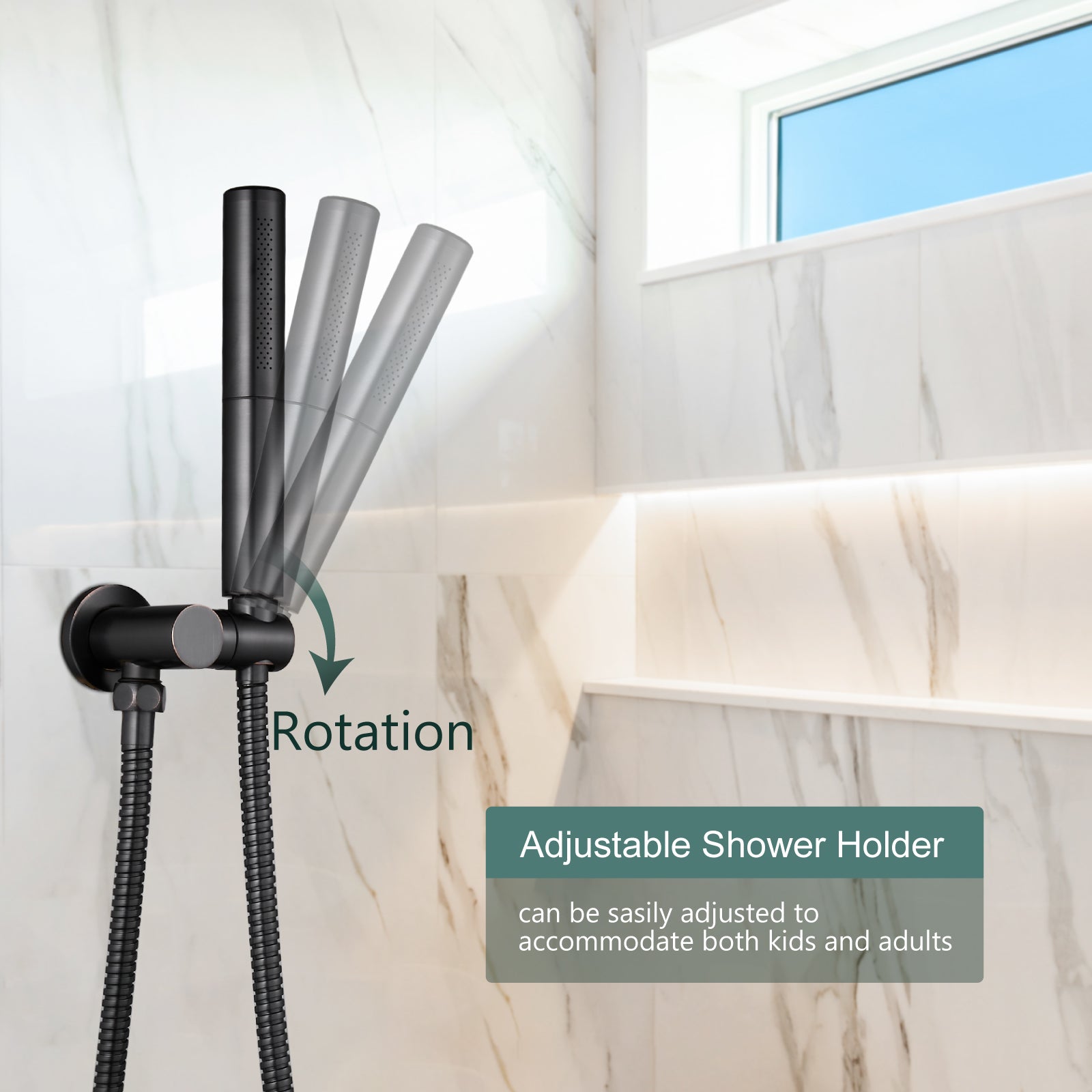 Heyalan Brass 2 in1 Function Handheld Spray Hand Shower High Pressure 7.9 Inch Shower Head High Flow Handheld Sprinklert Shower Wand with Shower Hose and Hand Shower Holder