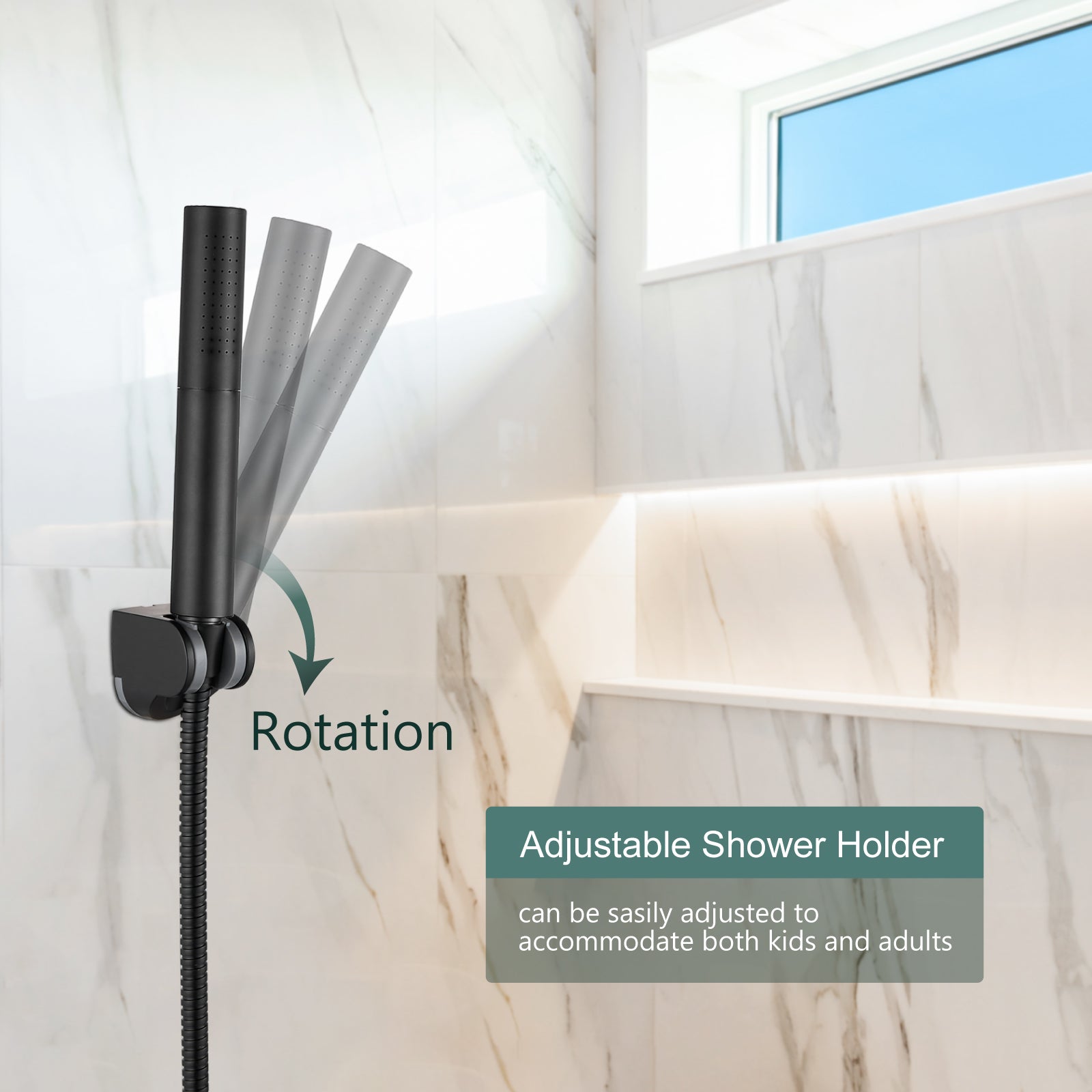 Heyalan Brass 2 in1 Function Handheld Spray Hand Shower High Pressure 7.9 Inch Shower Head High Flow Handheld Sprinklert Shower Wand with Shower Hose and ABS Hand Shower Holder