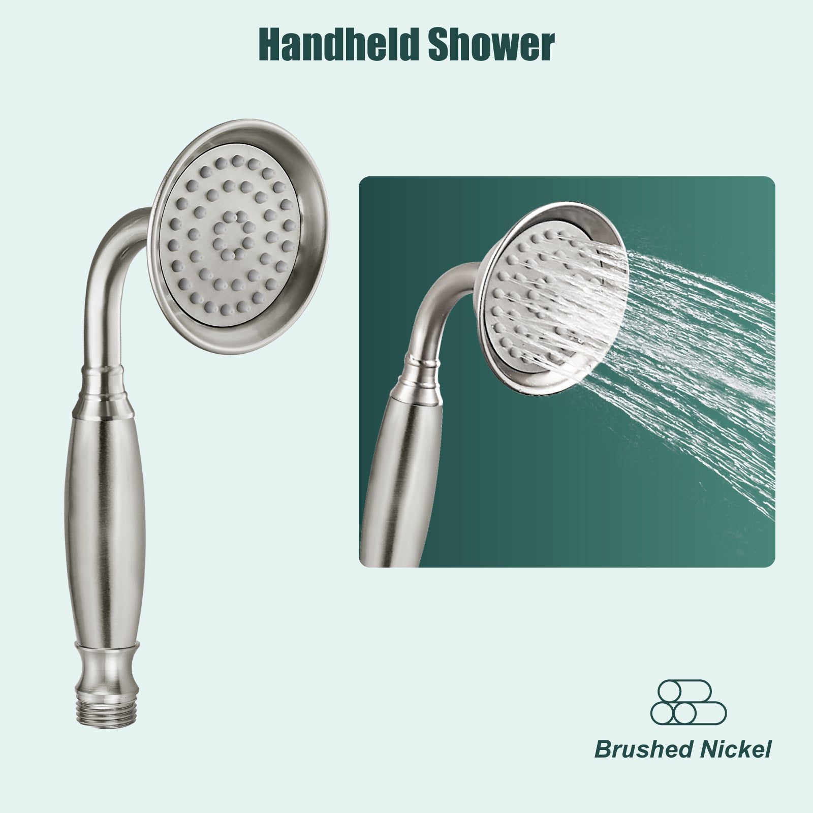 Heyalan Handheld Shower Head Spray Wand Hand Held Telephone Shape Vintage Brass Shower Head Powerful Water Sprayer Bathroom High Flow Shower 1 Function with Water Hose