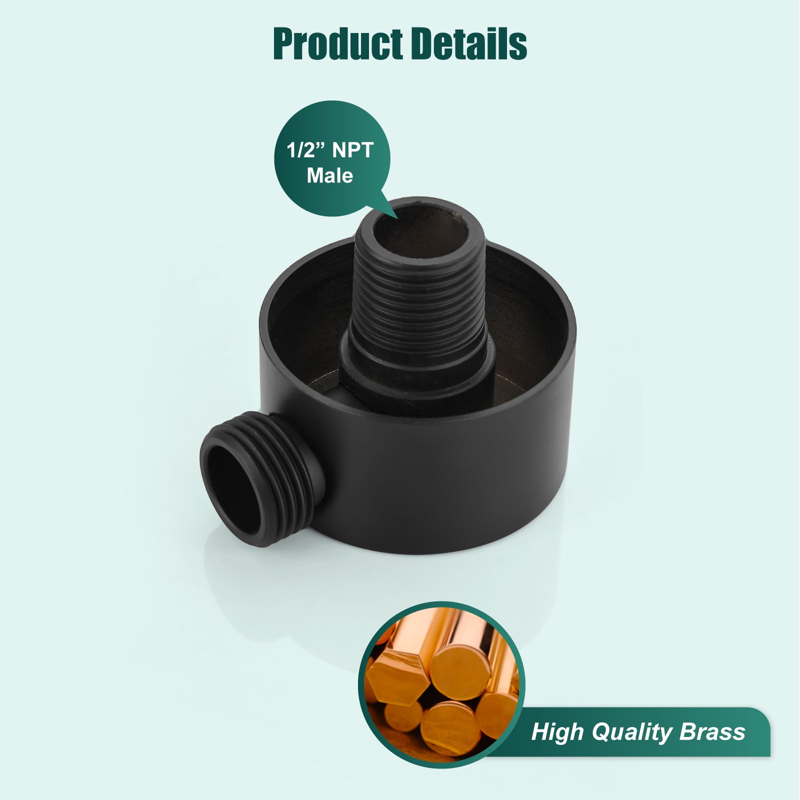 Wall Mount Shower Hose Connector for Shower Handheld Brass Round Handheld Wall Supply Shower Elbow Without Shower Hand and Hose Heyalan