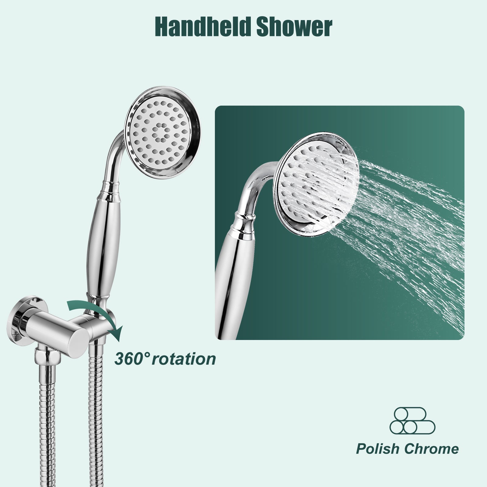 Heyalan Handheld Shower Head Spray with Bracket Wand Hand Held Telephone Shape Vintage Brass Shower Head Water Sprayer with Holder Bathroom Shower Single Setting Shower Hose Include