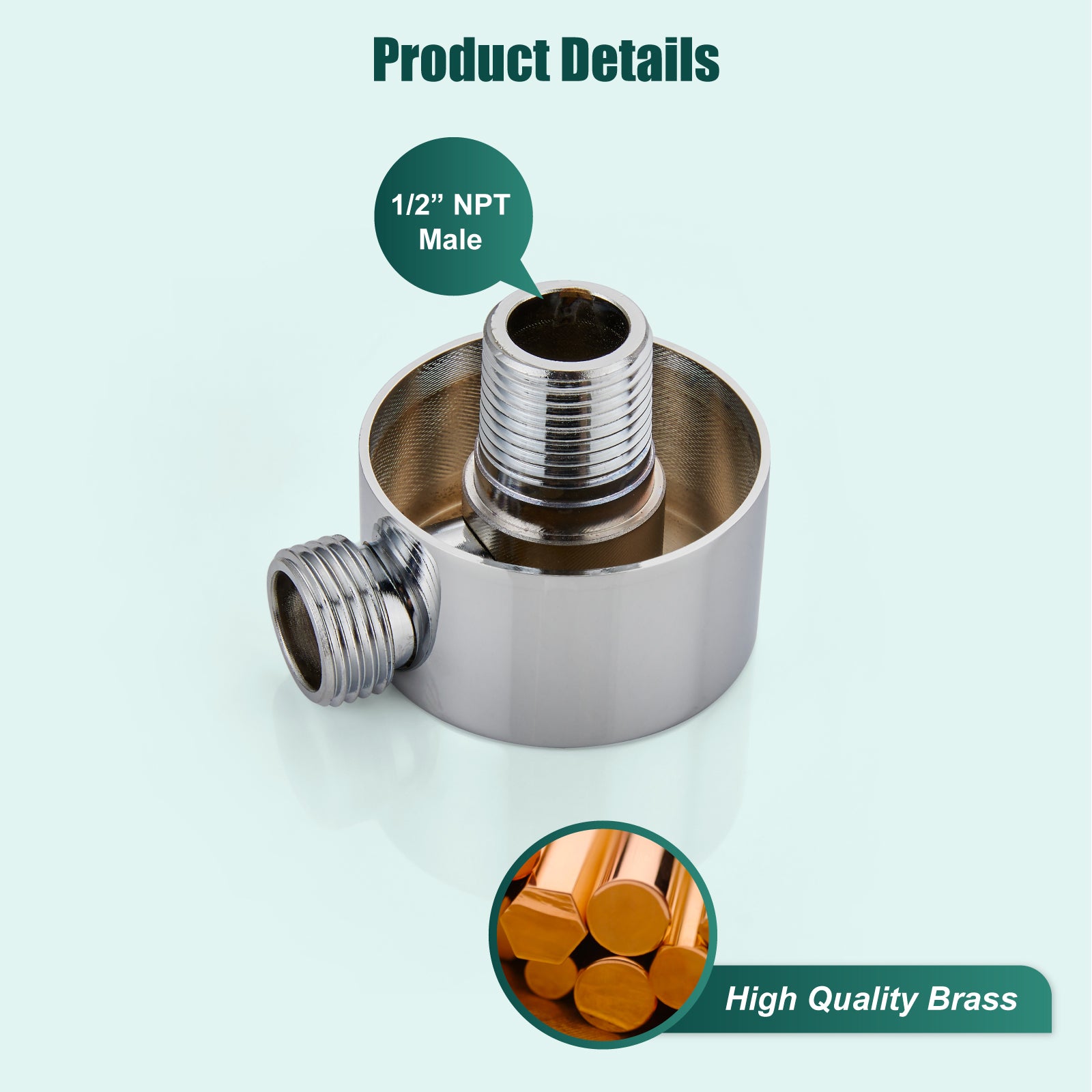 Wall Mount Shower Hose Connector for Shower Handheld Brass Round Handheld Wall Supply Shower Elbow Without Shower Hand and Hose Heyalan