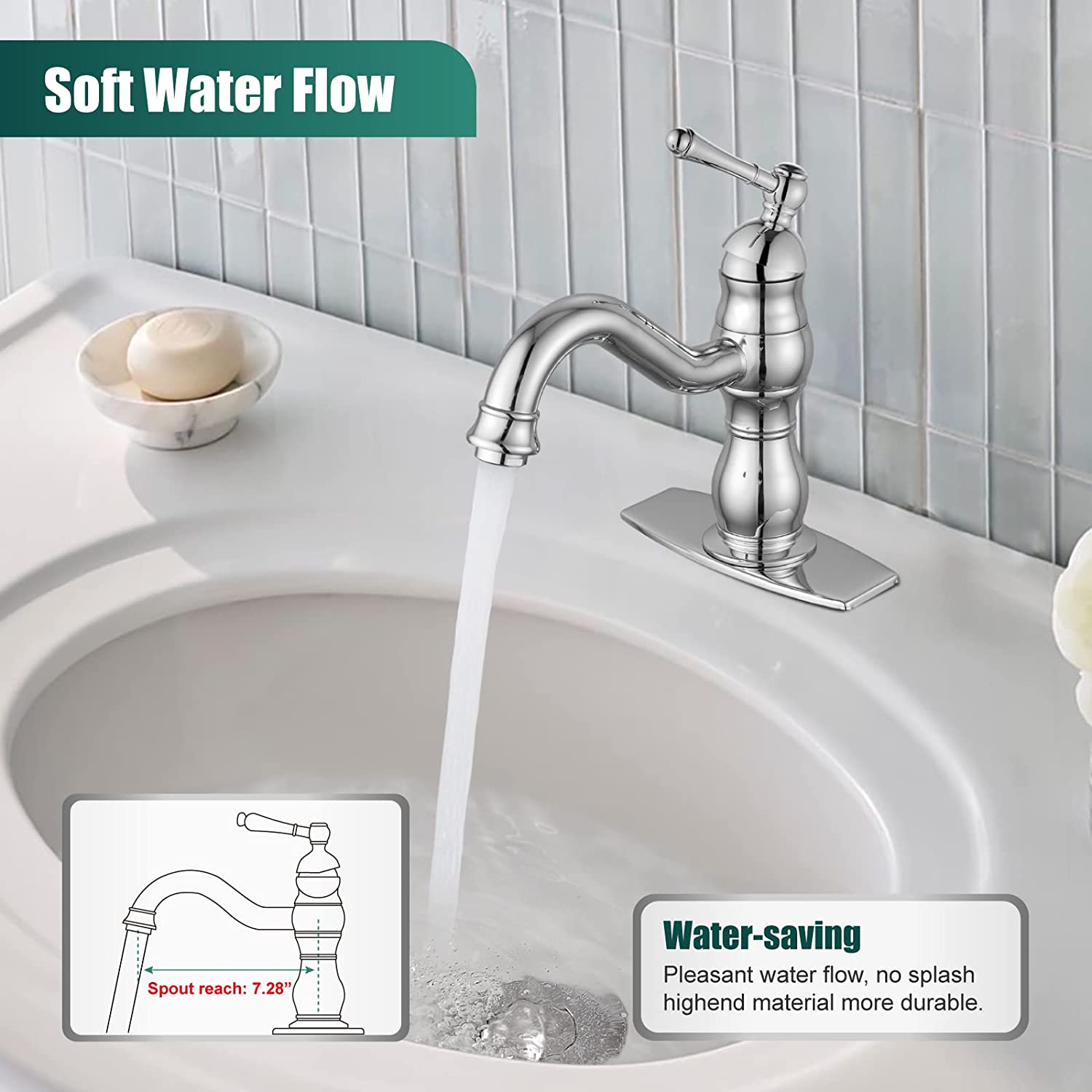 Bathroom Sink Overflow Faucet Single Hole One Handle with Pop Up Drain Assembly Deck Mount Vanity Mixer Tap Lavatory Included