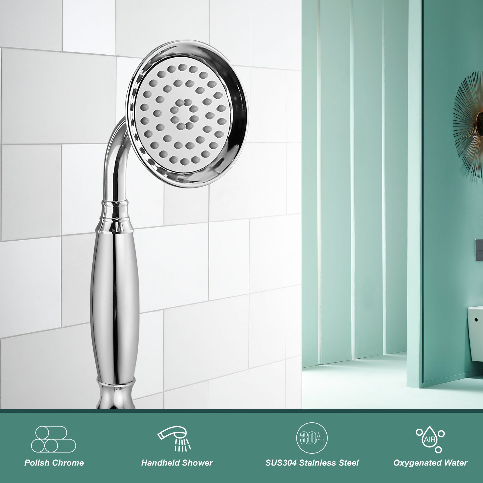 Heyalan Handheld Shower Head Spray Wand Hand Held High Pressure Telephone Shape Vintage Brass Shower Head Powerful Water Sprayer Bathroom High Flow Shower 1 Function