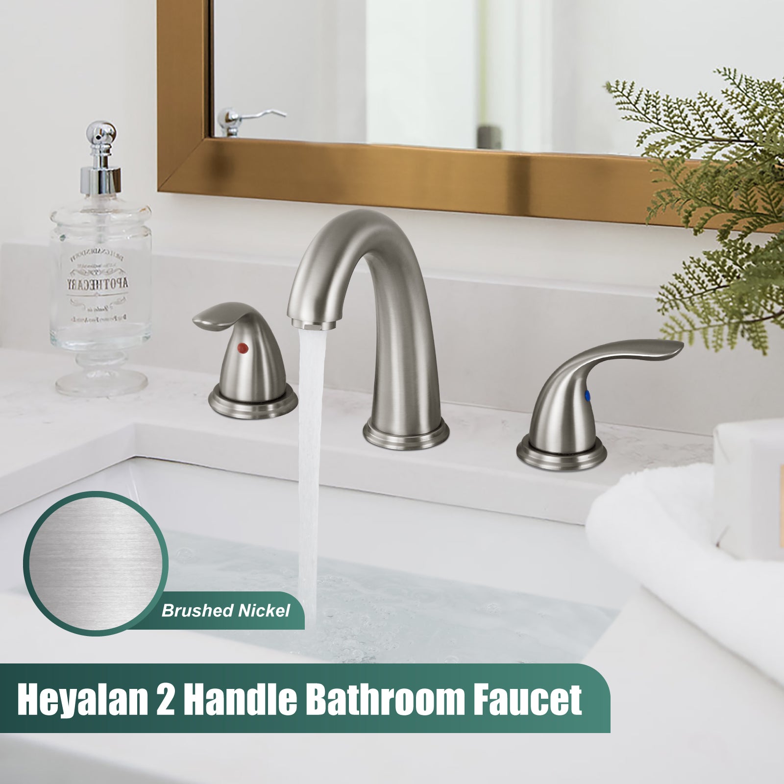 Heyalan Widespread 2 Handles 3 Holes Bathroom Vessel Sink Faucet with Pop Up Drain 8 Inch Centerset Deck Mounted Basin Bowl Mixer Tap