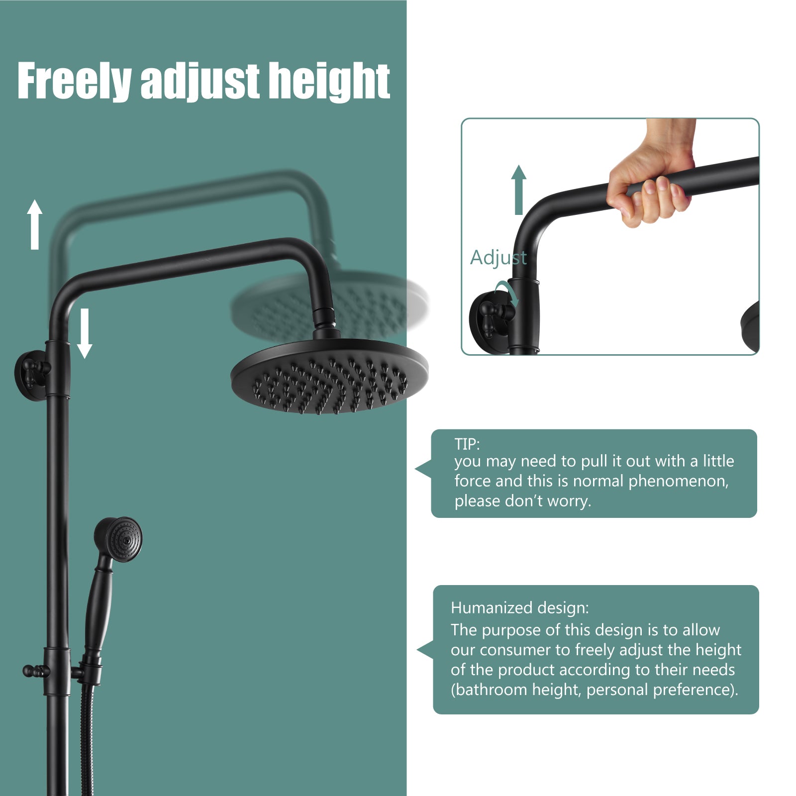 Exposed Pipe Shower System 8 Inch Rainfall Shower Head Brass Fixture Combo Set Single Handle with Handheld Sprayer Bathroom Shower Faucet Adjustable Showerhead Bar Dual Functions
