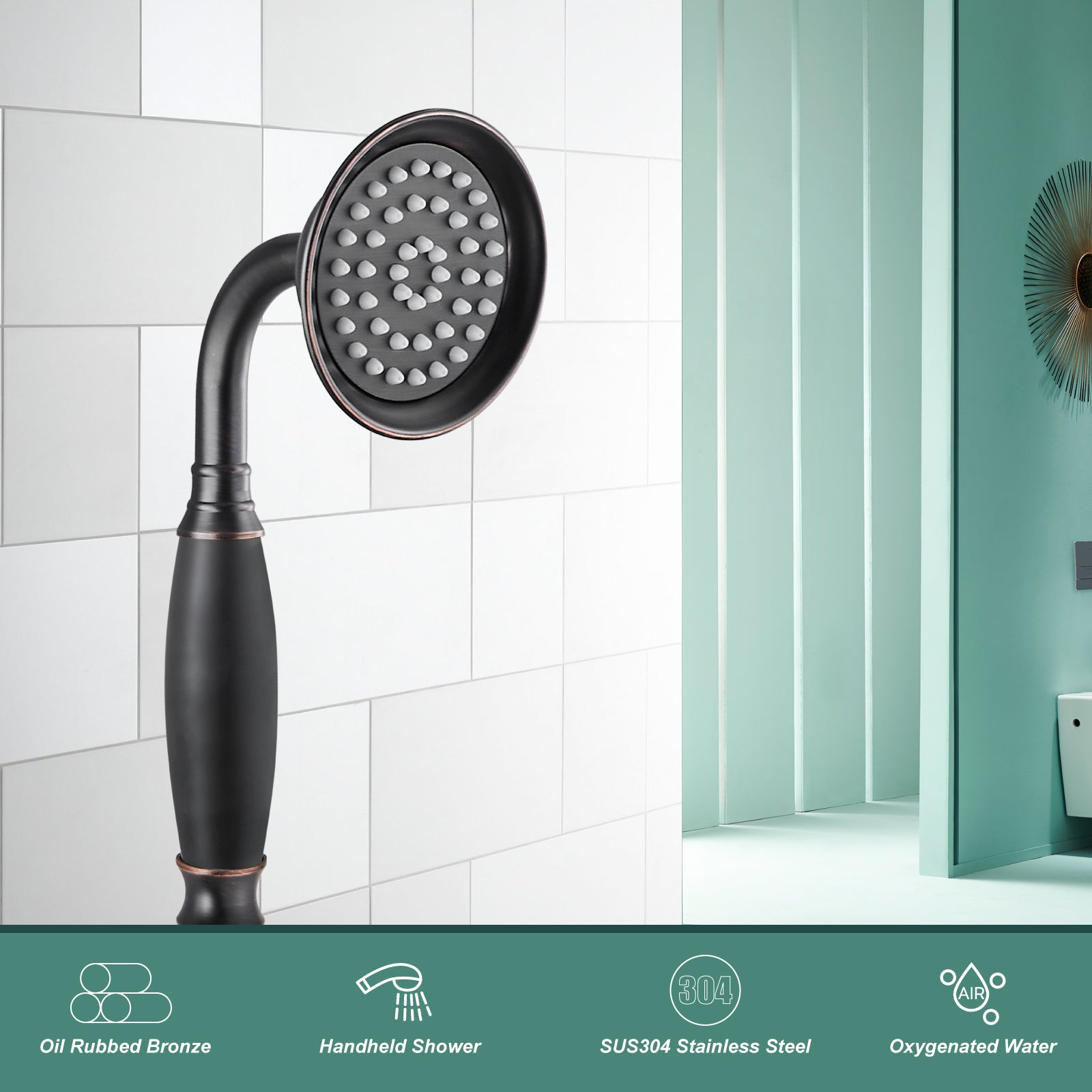 Heyalan Handheld Shower Head Spray Wand Hand Held High Pressure Telephone Shape Vintage Brass Shower Head Powerful Water Sprayer Bathroom High Flow Shower 1 Function