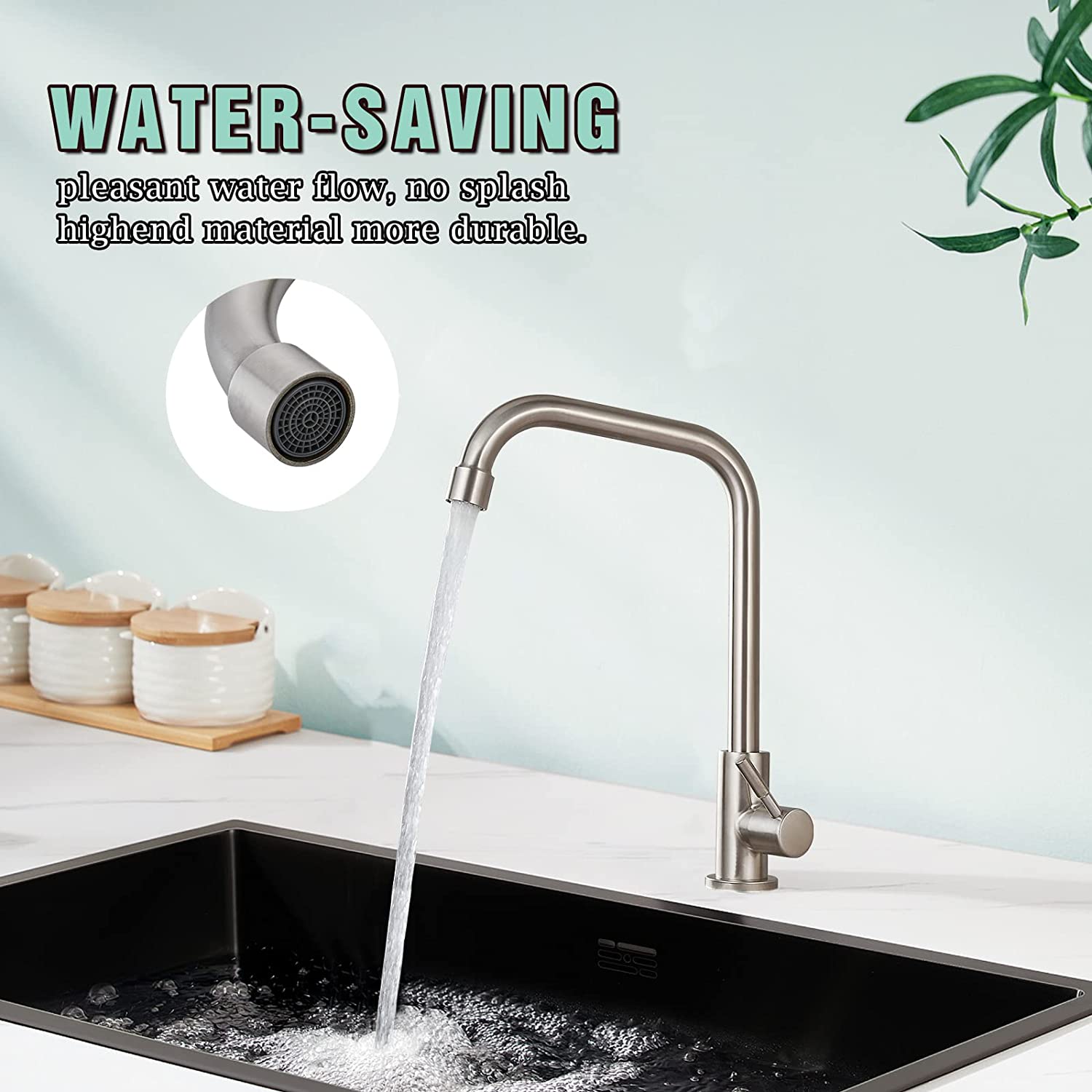 Cold Water OnlySingle Lever Handle SUS304 Sink Bar Tap 360 Degree Swivel Spout Decked Mounted Longer Thread Pipe