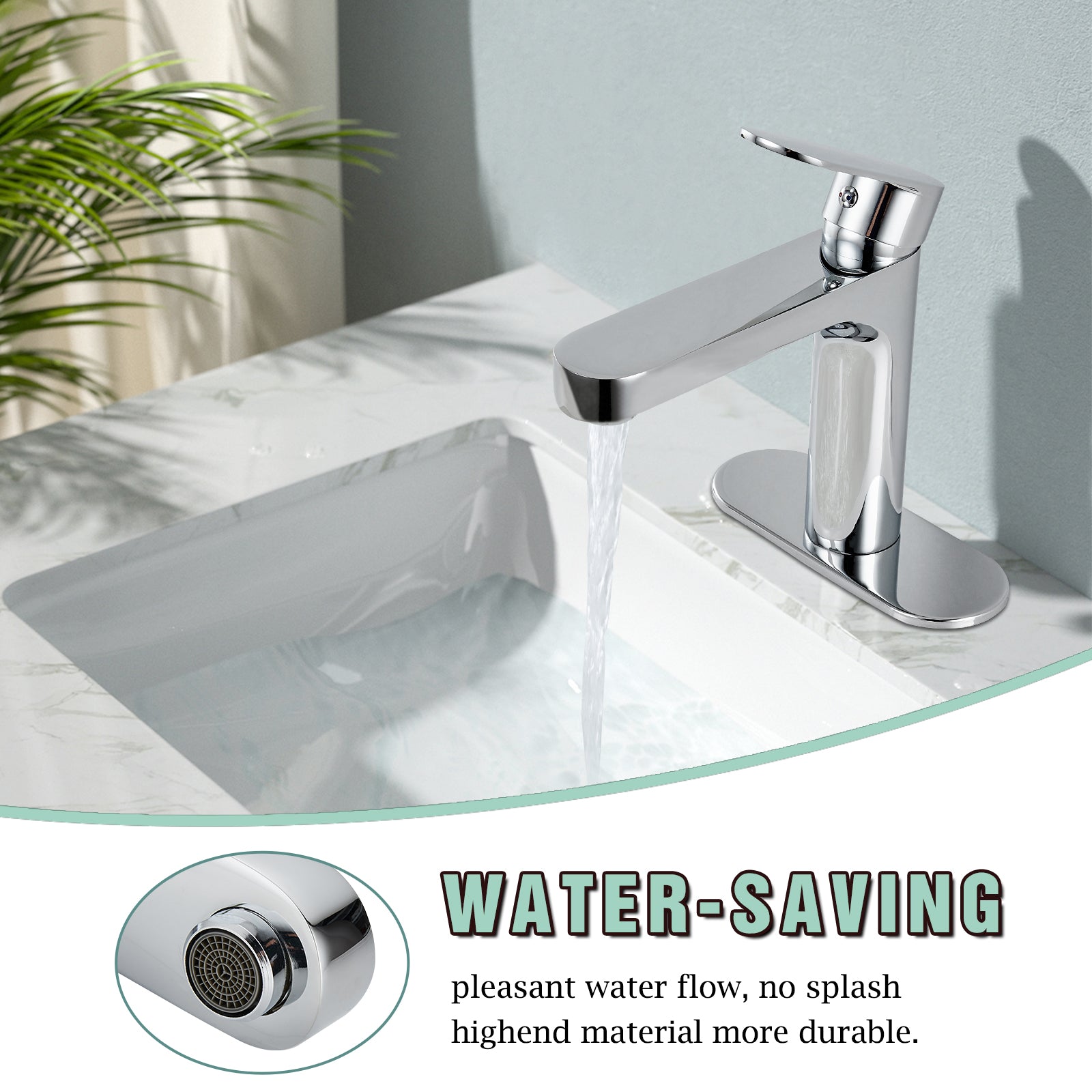 Heyalan Bathroom Faucet Single Handle Brass 1 Hole Basin Mixer Tap Deck Mount Lavatory Vanity Deck Plate Pop Up Drain Included