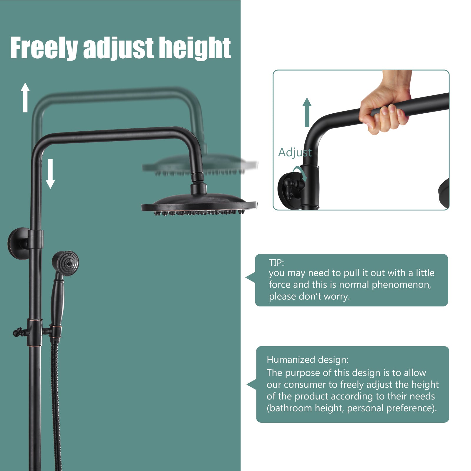 Exposed Pipe Shower System 8 Inch Rainfall Shower Head Brass Fixture Combo Set Single Handle with Handheld Sprayer Bathroom Shower Faucet Adjustable Showerhead Bar Dual Functions