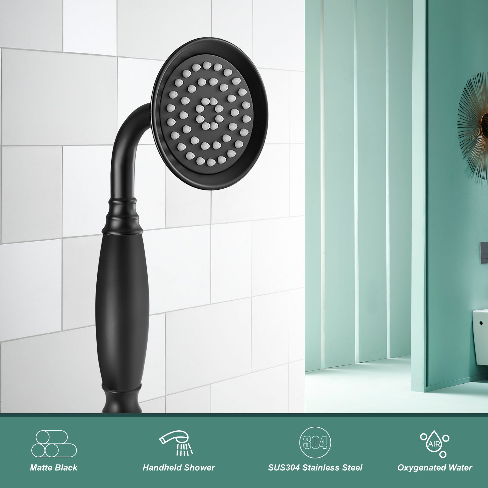 Heyalan Handheld Shower Head Spray Wand Hand Held High Pressure Telephone Shape Vintage Brass Shower Head Powerful Water Sprayer Bathroom High Flow Shower 1 Function