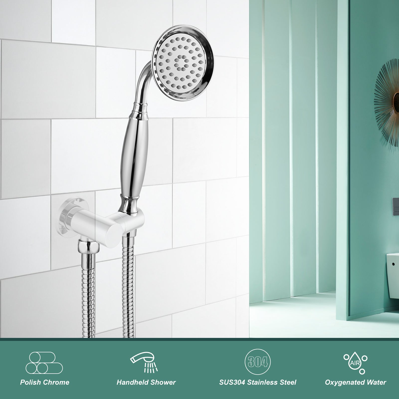 Heyalan Handheld Shower Head Spray Wand Hand Held Telephone Shape Vintage Brass Shower Head Powerful Water Sprayer Bathroom High Flow Shower 1 Function with Water Hose