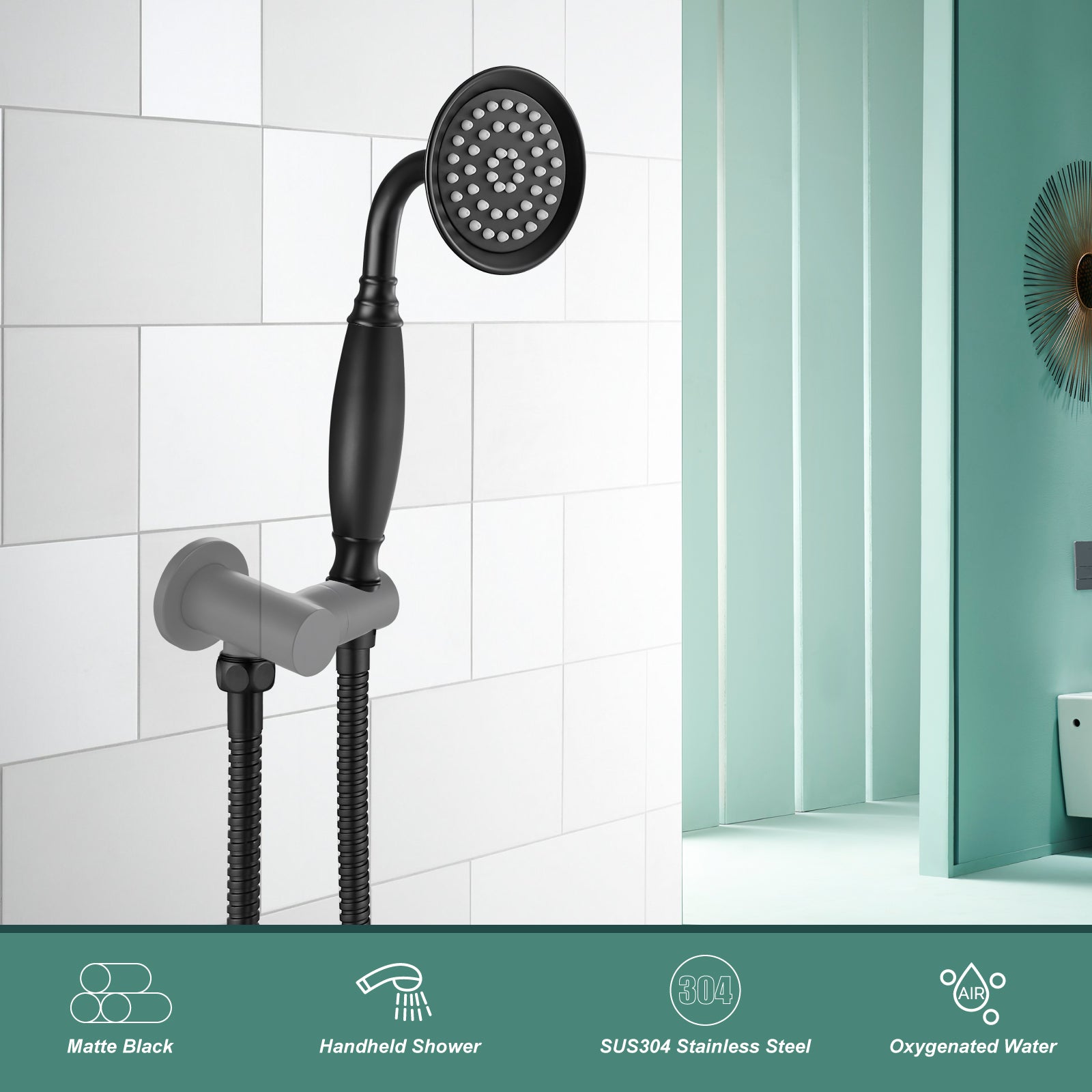 Heyalan Handheld Shower Head Spray Wand Hand Held Telephone Shape Vintage Brass Shower Head Powerful Water Sprayer Bathroom High Flow Shower 1 Function with Water Hose