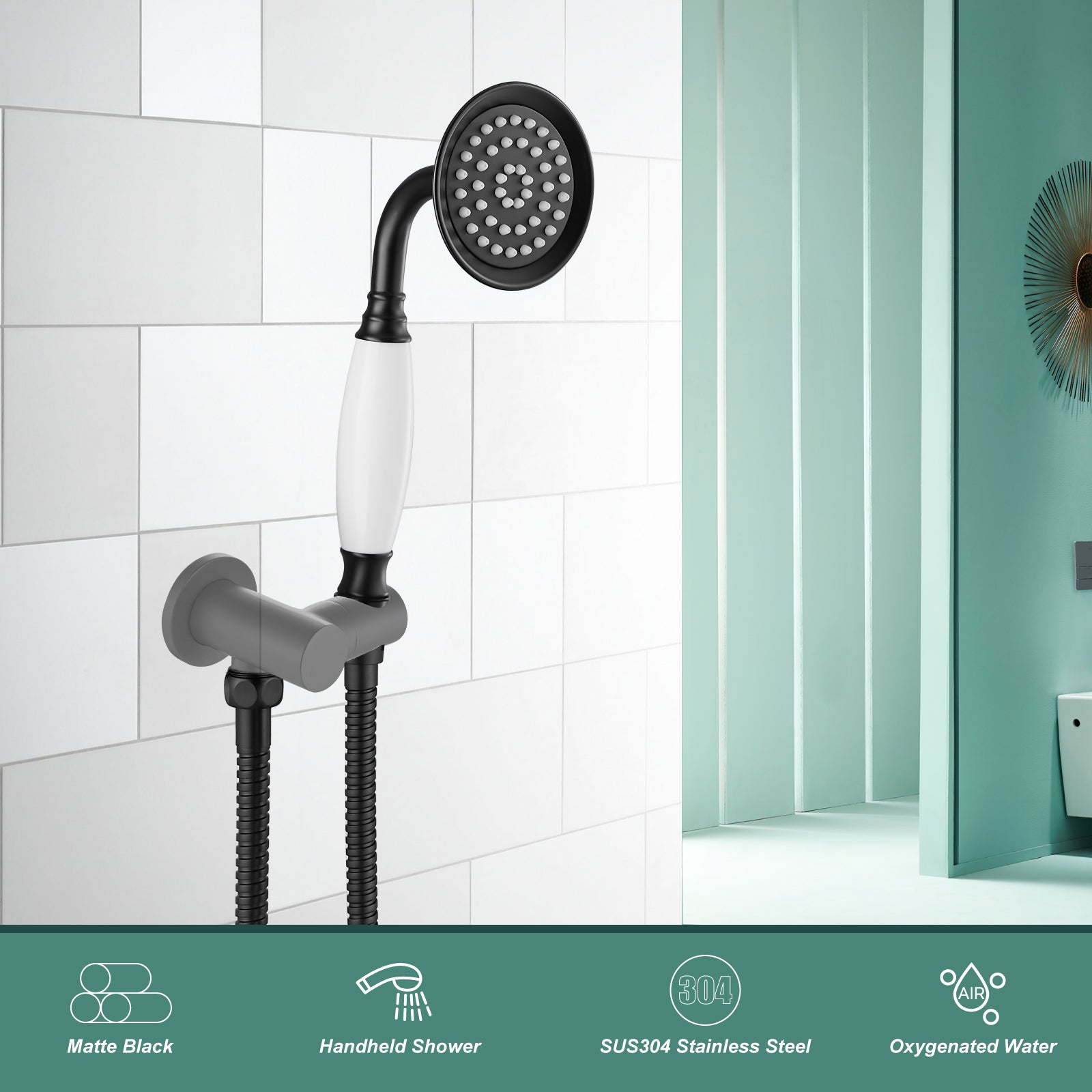 Heyalan Handheld Shower Head Spray Wand Ceramic Handle Hand Held High Pressure Telephone Shape Antique Brass Shower Head Water Sprayer Bathroom Shower 1 Mode Shower Hose Include