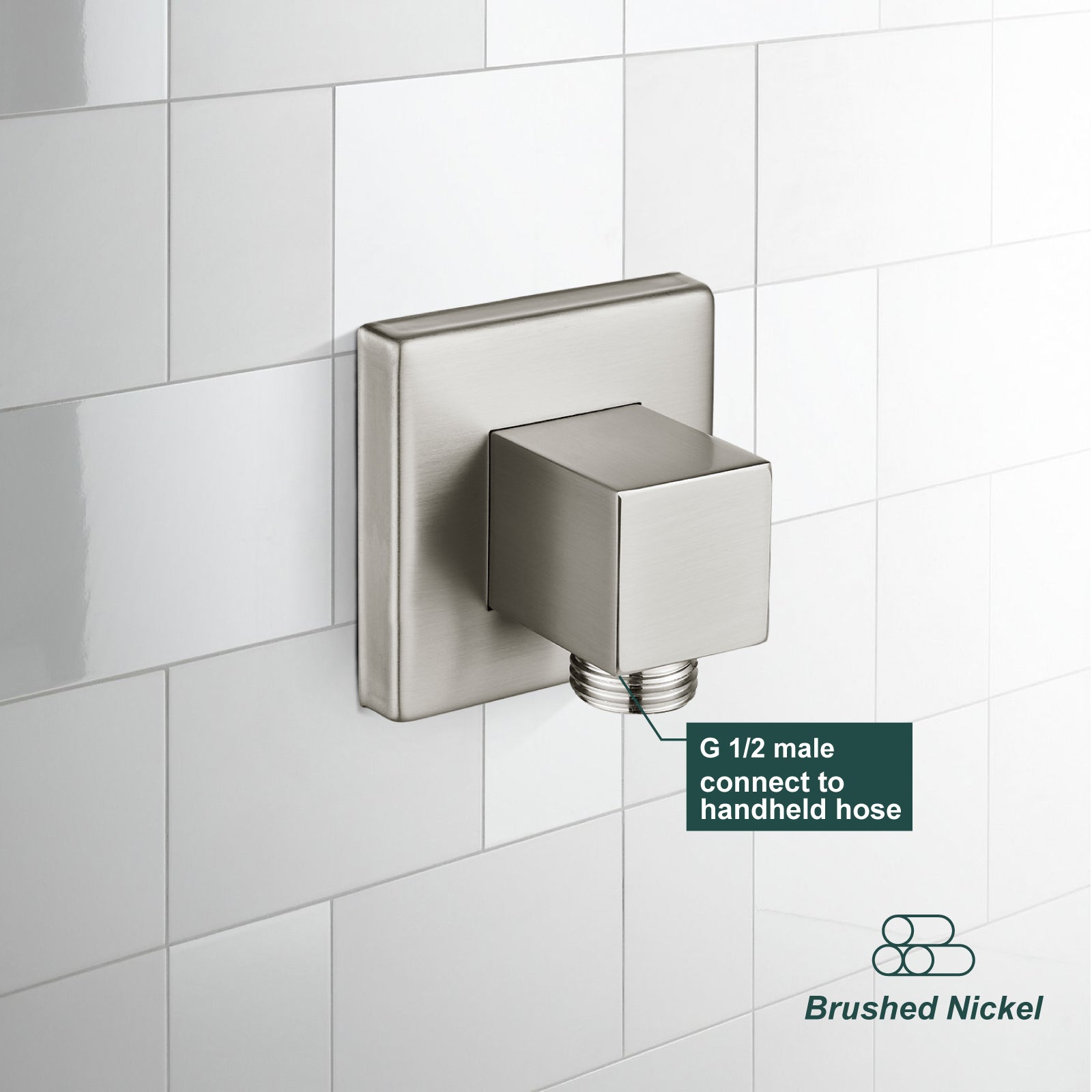 Shower 90° Wall Supply Elbow Square Shower Hose Connector for Shower Handheld without Shower hand and Hose Wall Mount Supply Shower Cradle Fixed Brass Heyalan Shower Elbow